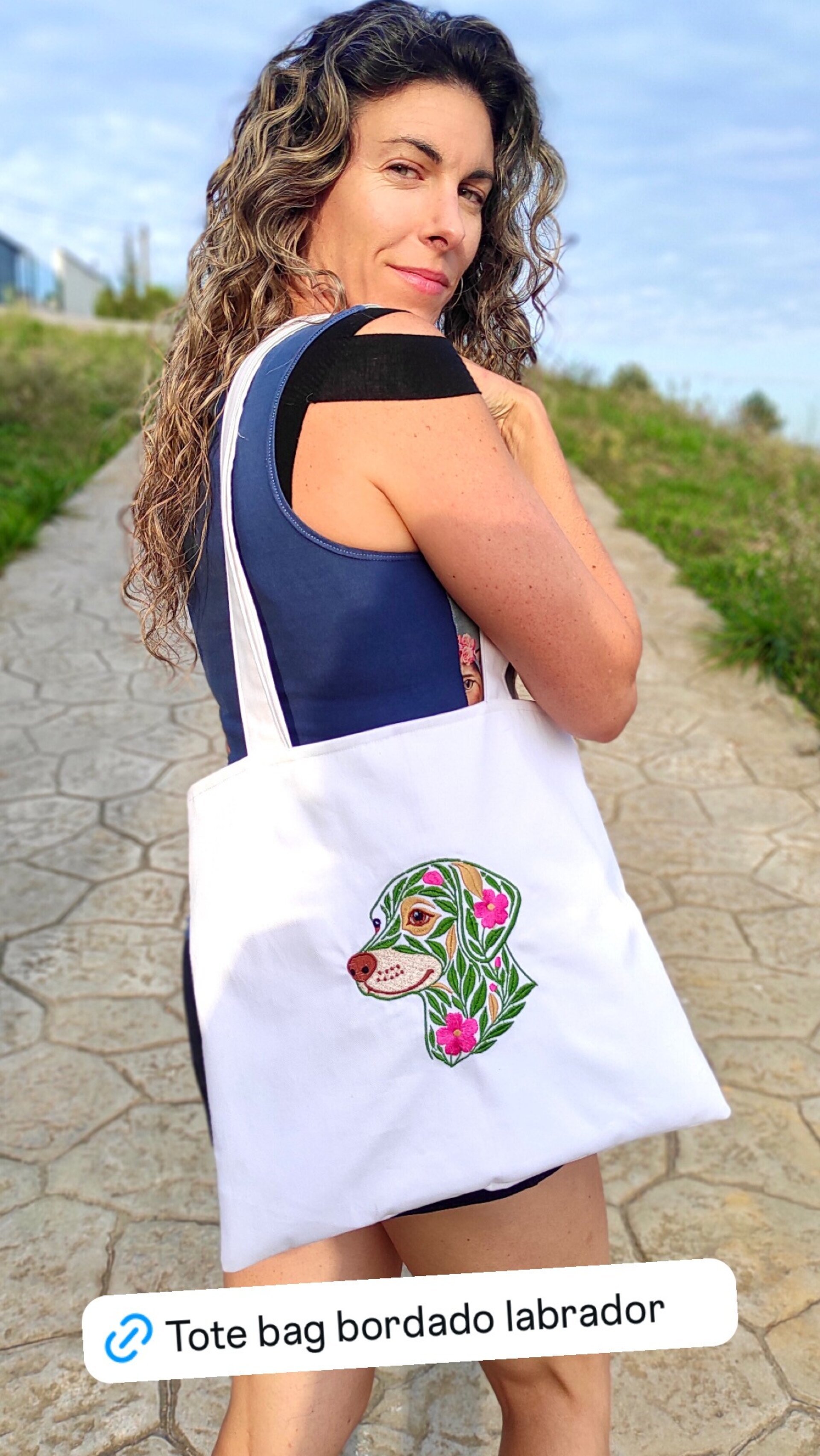 Tote Bag con bordado floral de perro labrador - 3