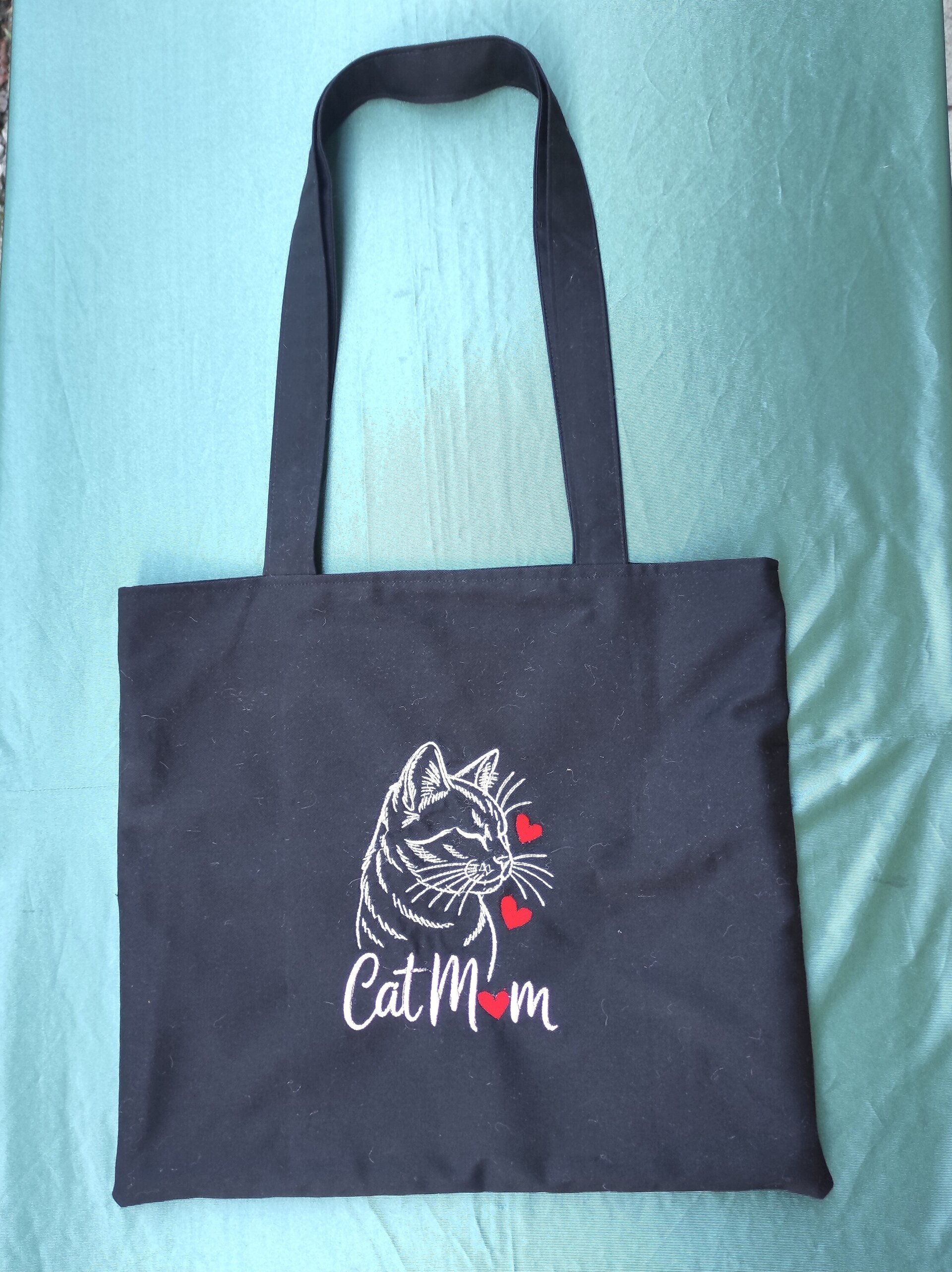 Tote Bag con bordado de gato "Cat Mom" - 2