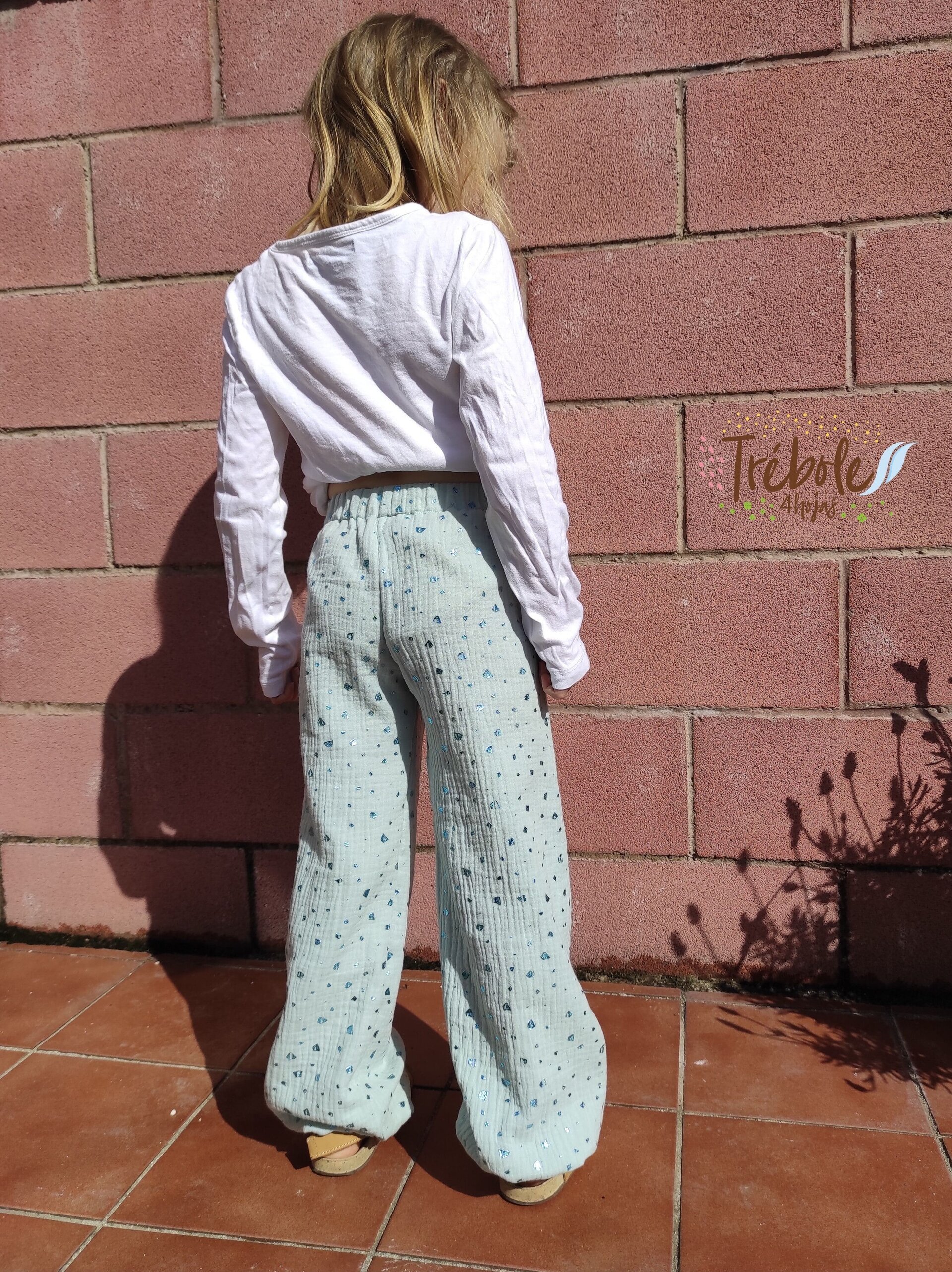 Pantalón Bombacho infantil - doble gasa Brilli Brilli - Mint - 3