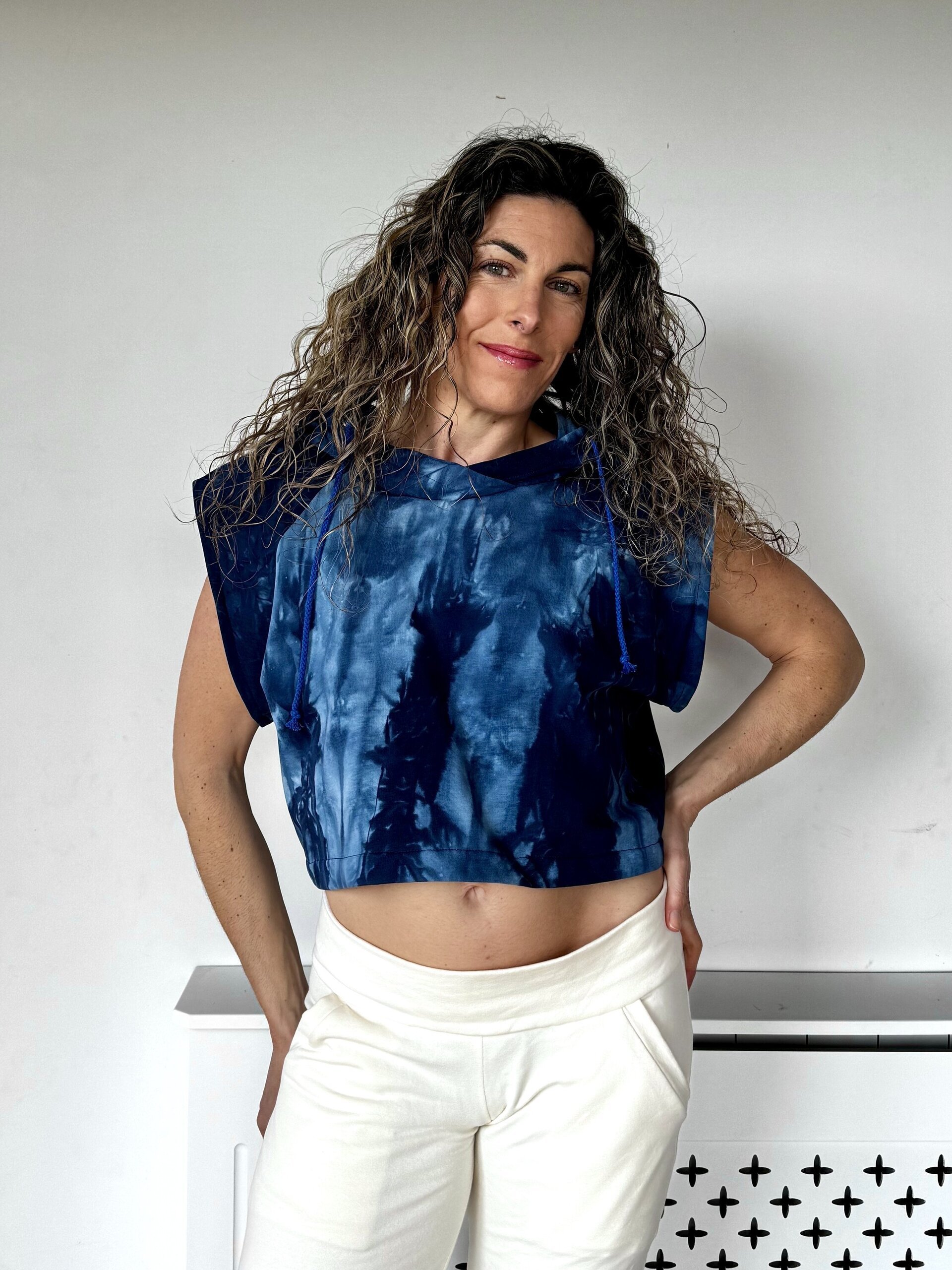 Top crop espalda abierta - Tie-Dye azul - 11