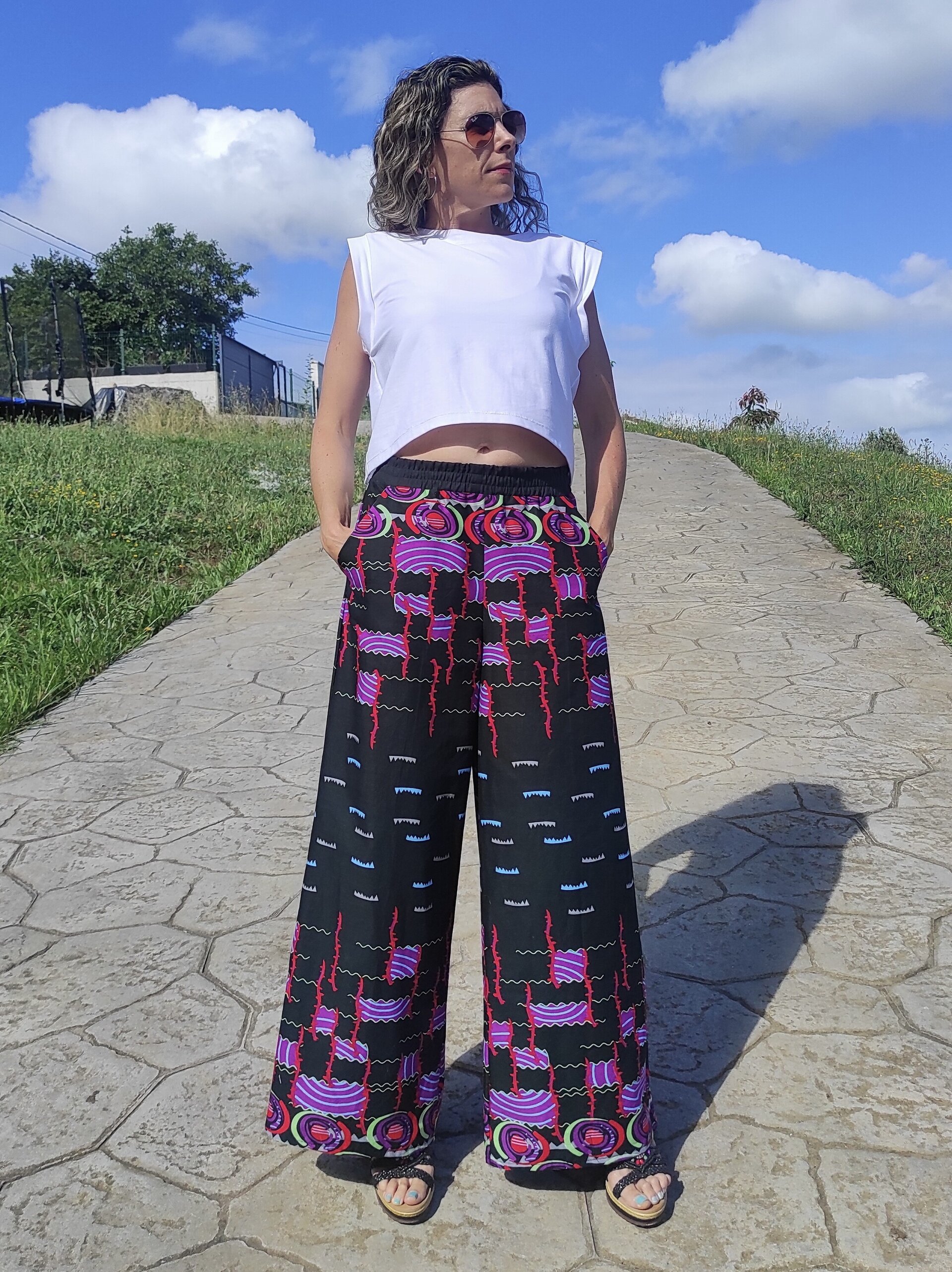 Pantalón Palazzo Mujer con bolsillo - Tela Wax - 3