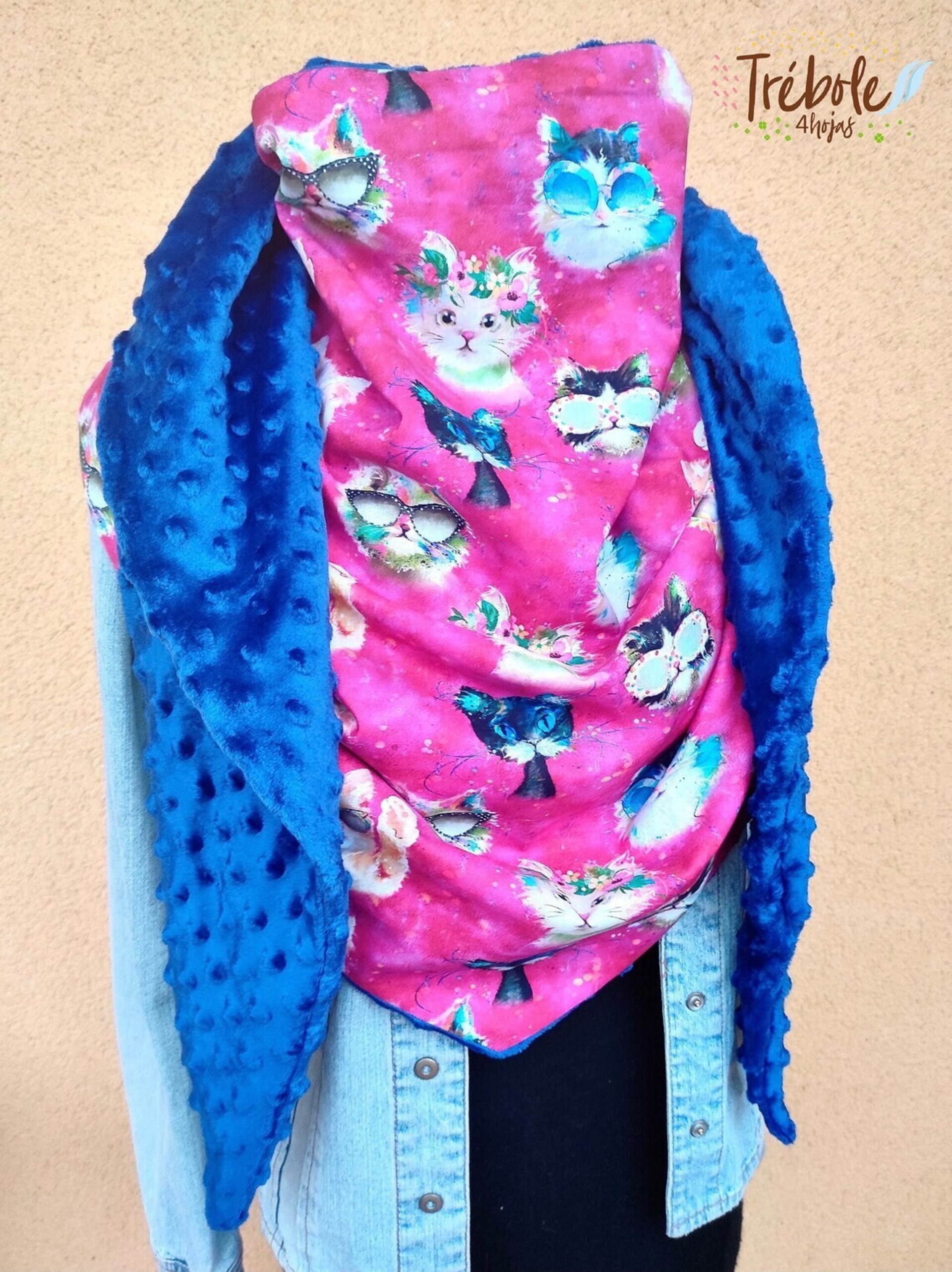 Maxi Bufanda triangular - Gatos - 6