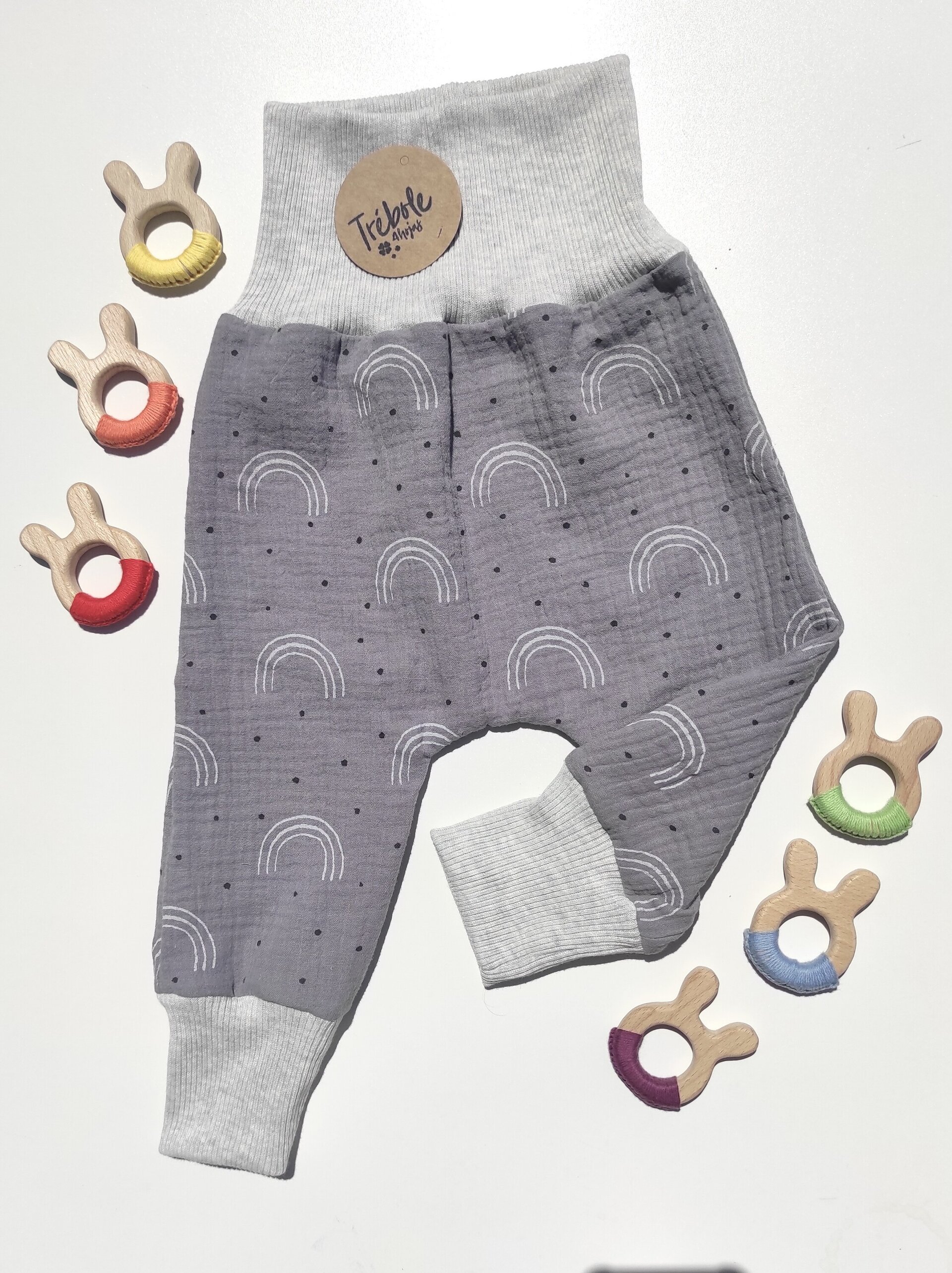 Pantalón Evolutivo - Doble gasa - Arcoiris Gris - 2