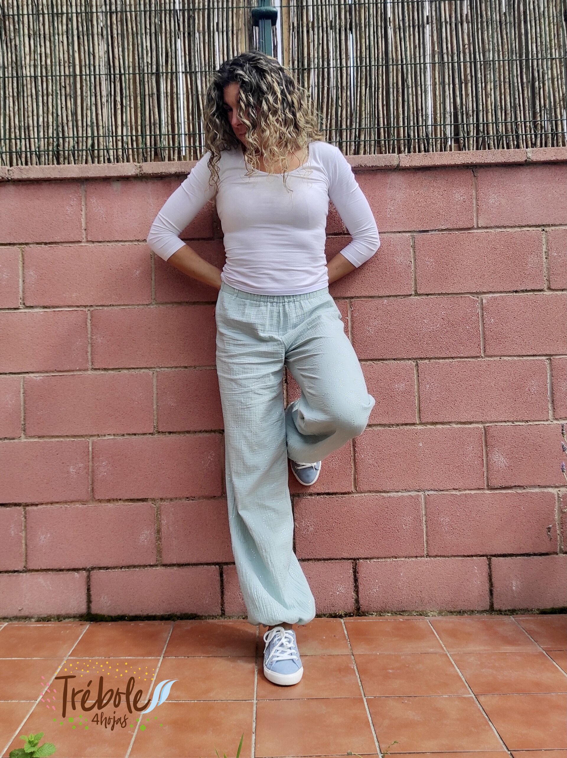 Pantalón Bombacho mujer - doble gasa Brilli Brilli - Dandelion Mint - 2