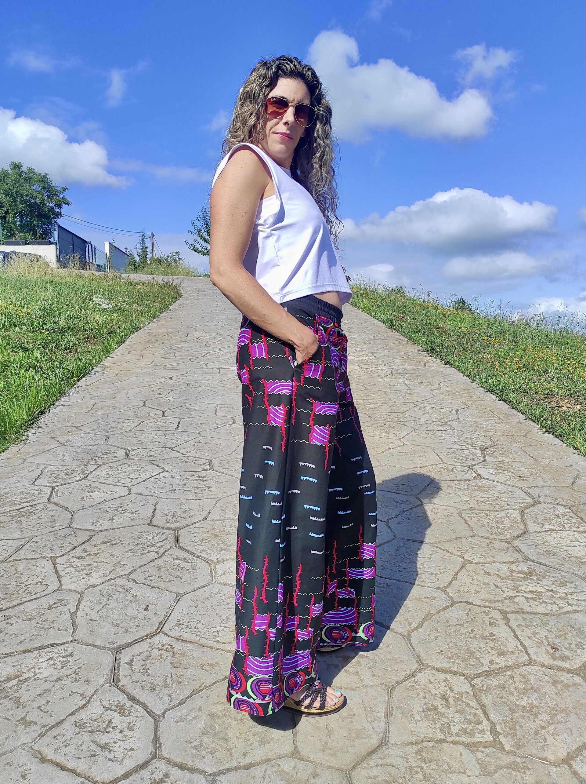 Pantalón Palazzo Mujer con bolsillo - Tela Wax - 4