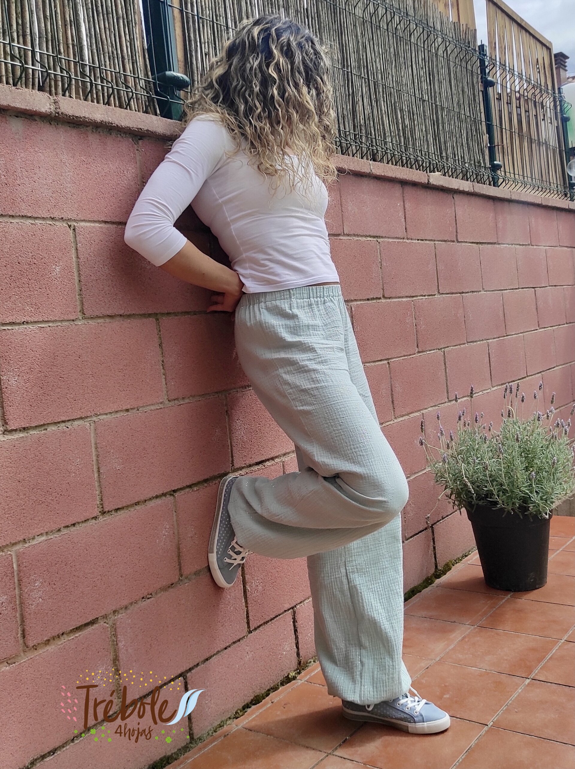 Pantalón Bombacho mujer - doble gasa Brilli Brilli - Dandelion Mint - 3