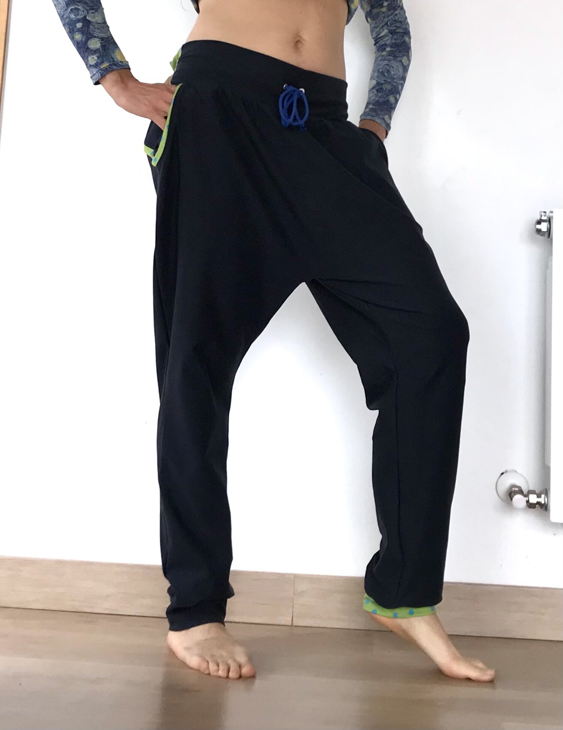 Pantalón Sarouel mujer - Canesú - Navy / Verde Dots - 2