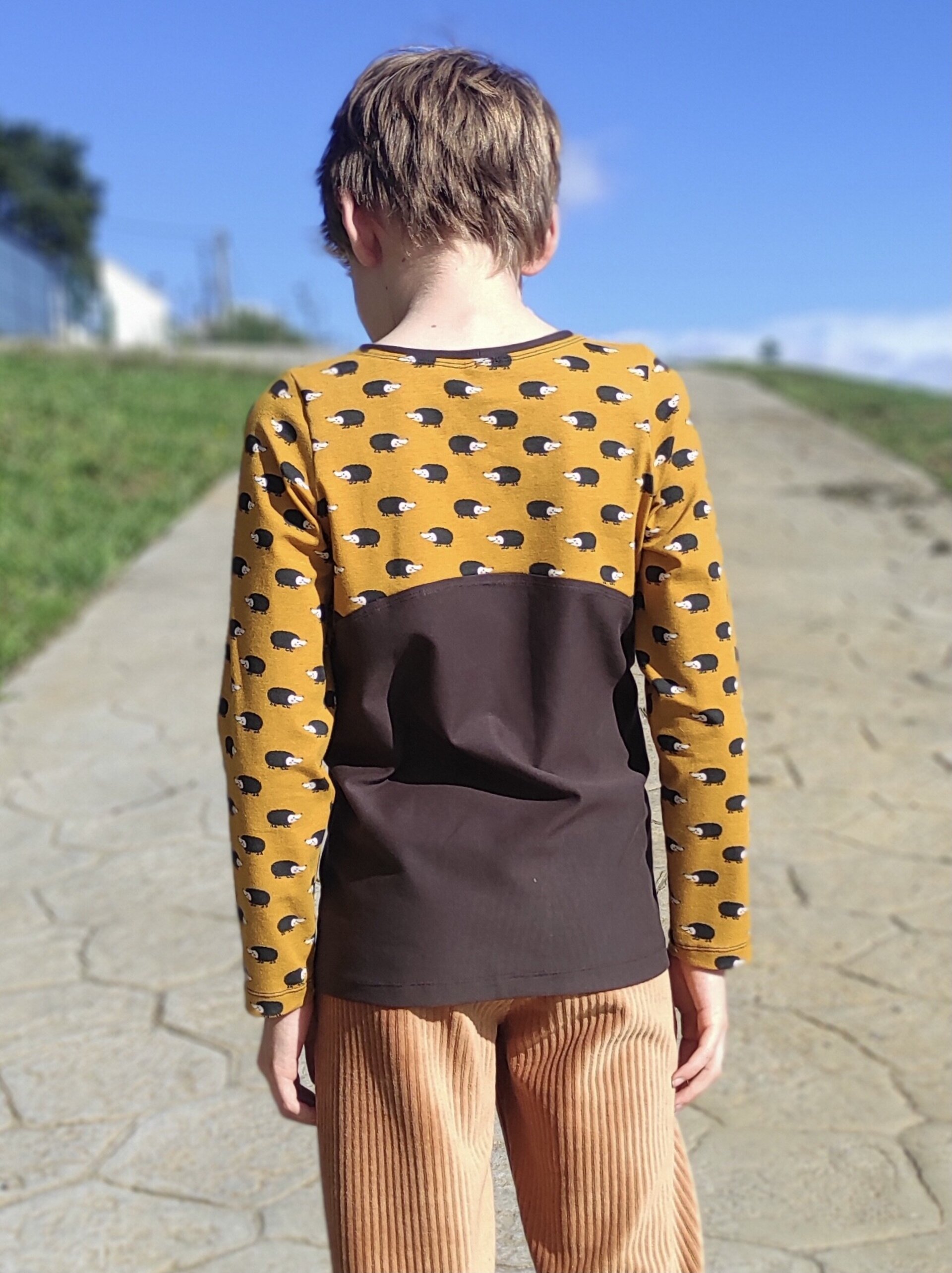 Camiseta Infantil Manga Larga - Erizos mostaza/marrón - 2