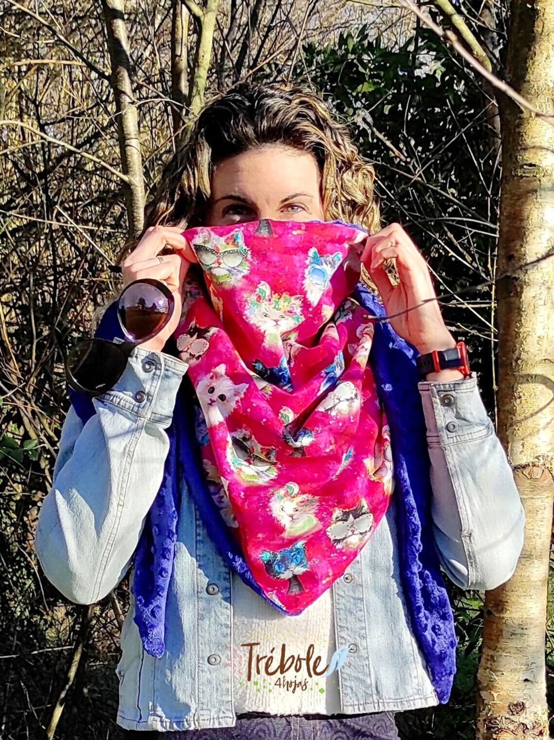 Maxi Bufanda triangular - Gatos - 8