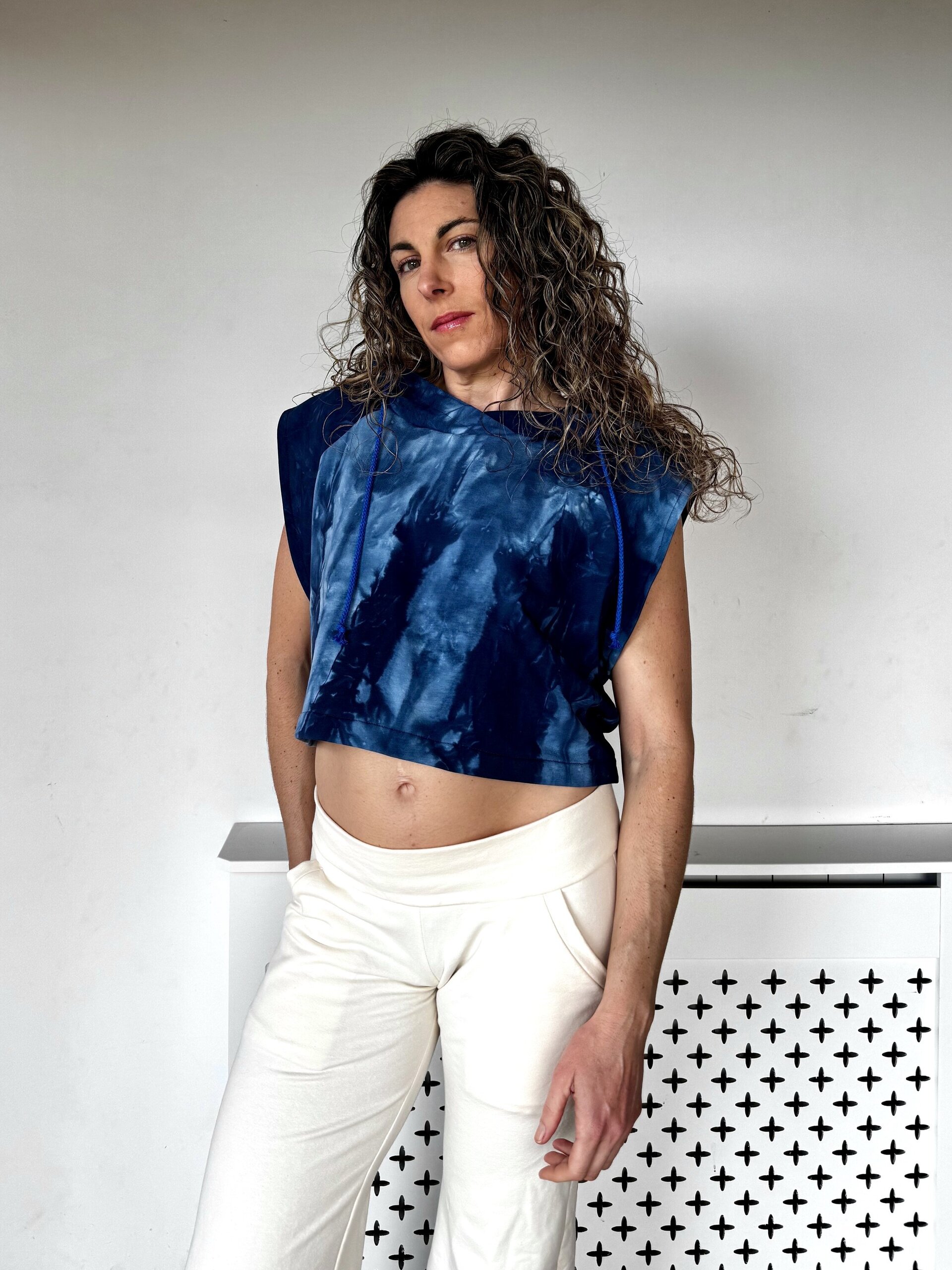 Top crop espalda abierta - Tie-Dye azul - 2