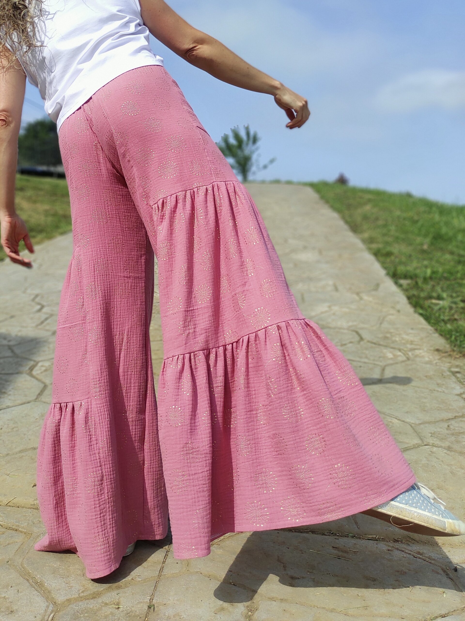 Pantalón Tiered Wide Leg Mujer doble gasa - Brilli Brilli - 5