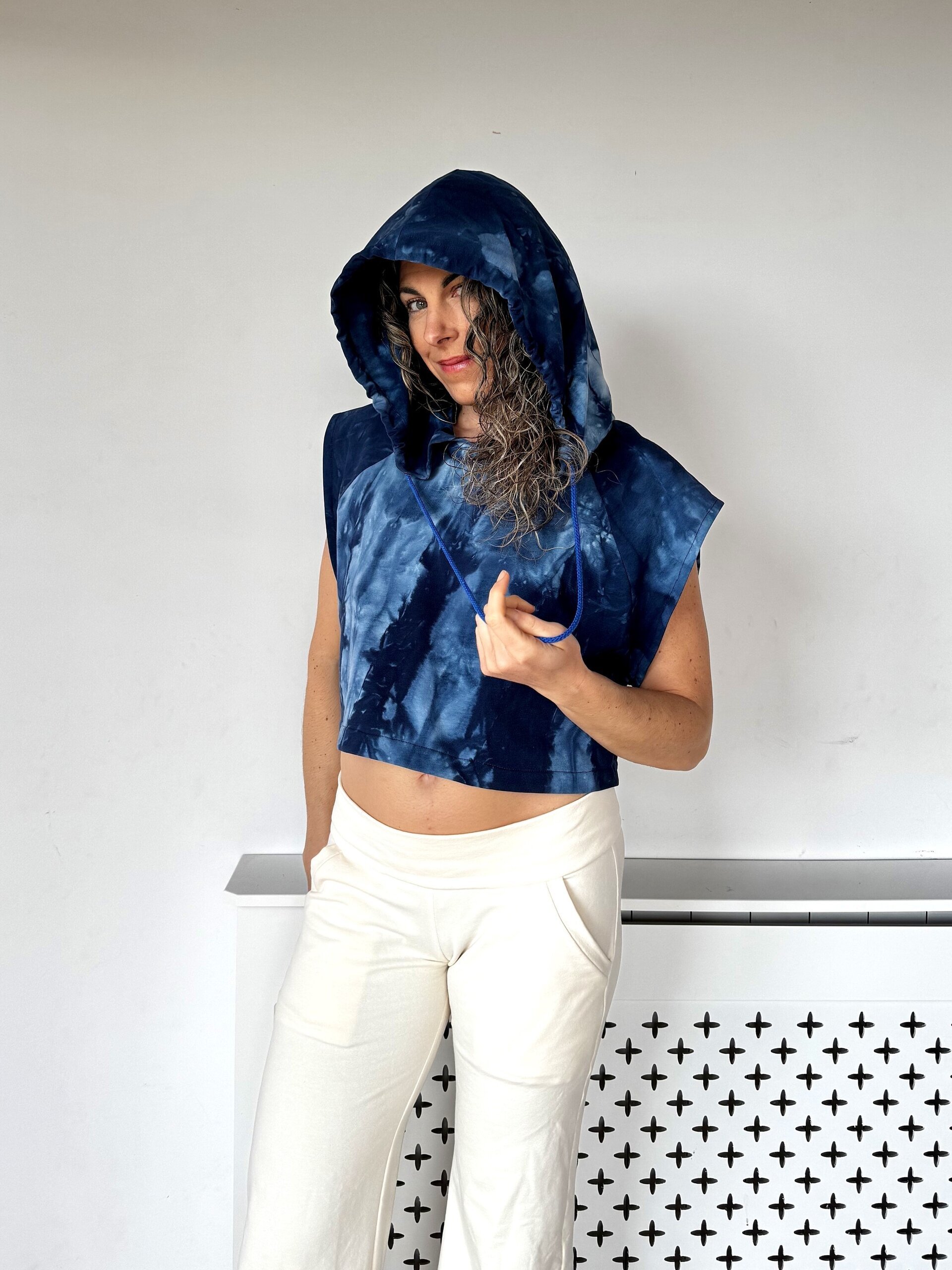 Top crop espalda abierta - Tie-Dye azul - 7