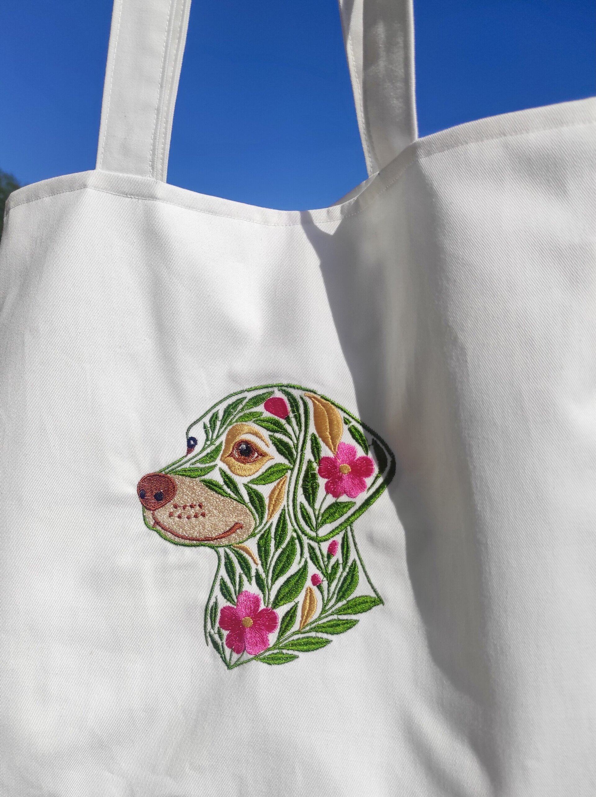 Tote Bag con bordado floral de perro labrador - 5
