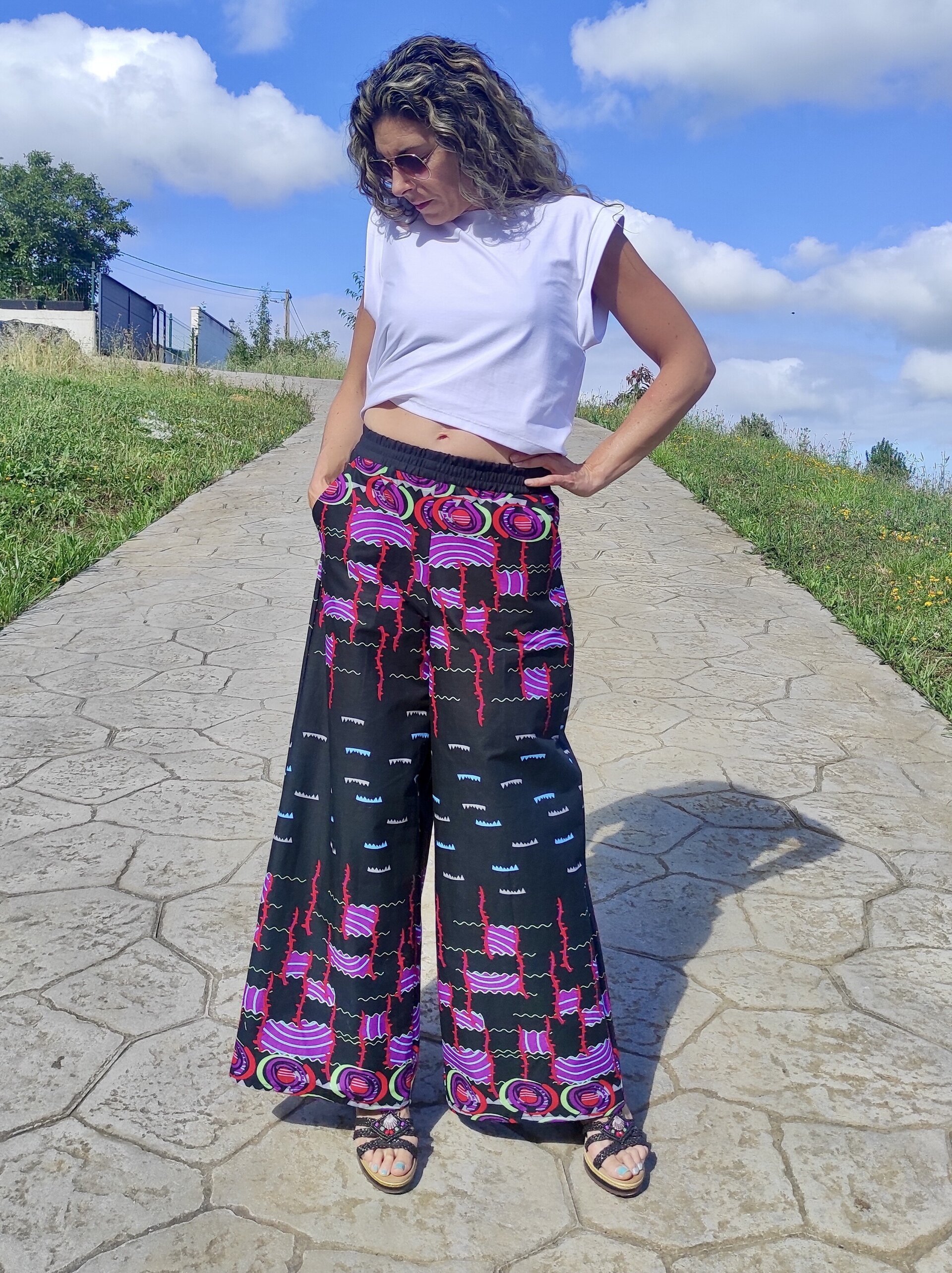 Pantalón Palazzo Mujer con bolsillo - Tela Wax - 5