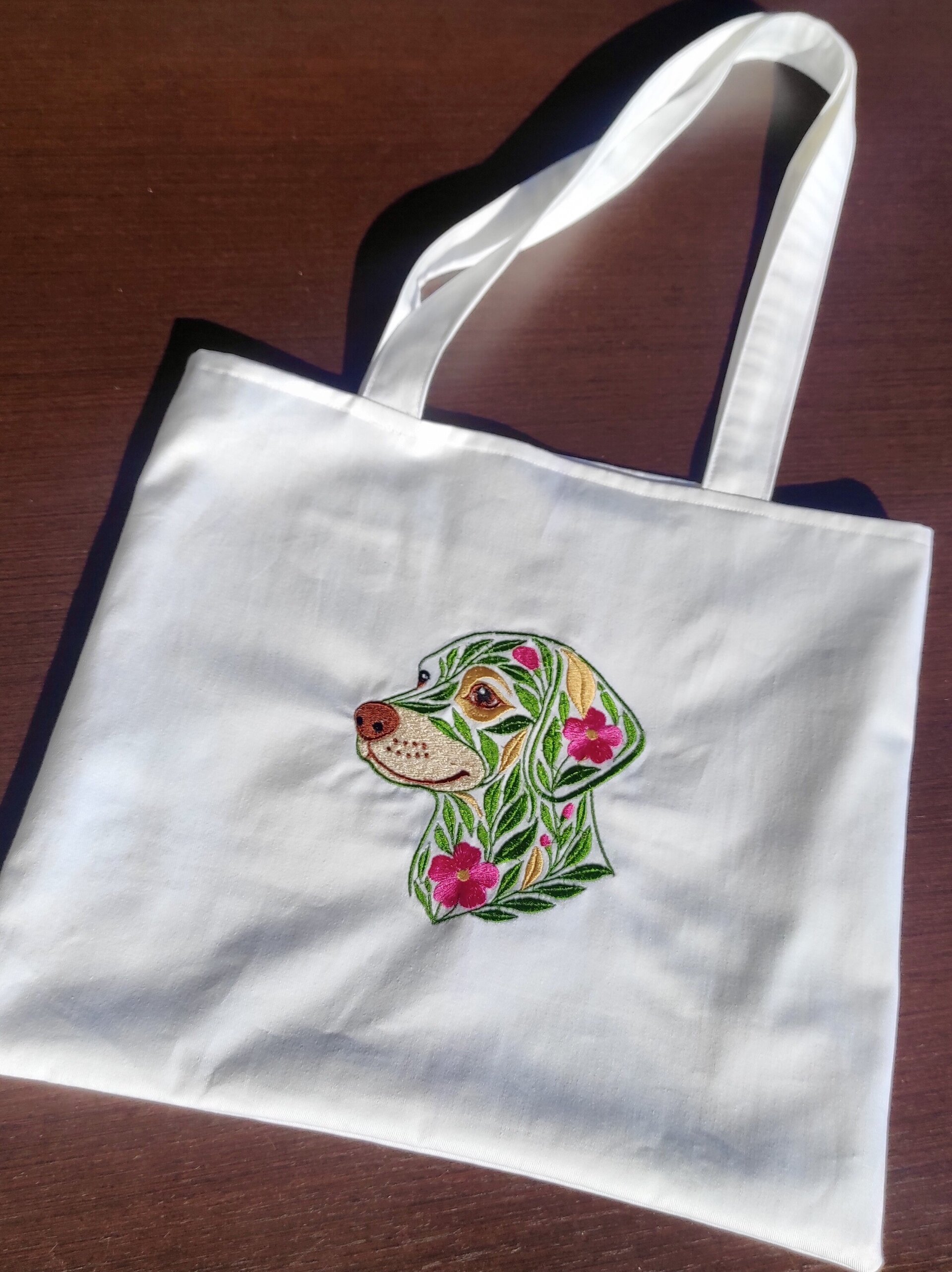 Tote Bag con bordado floral de perro labrador - 4