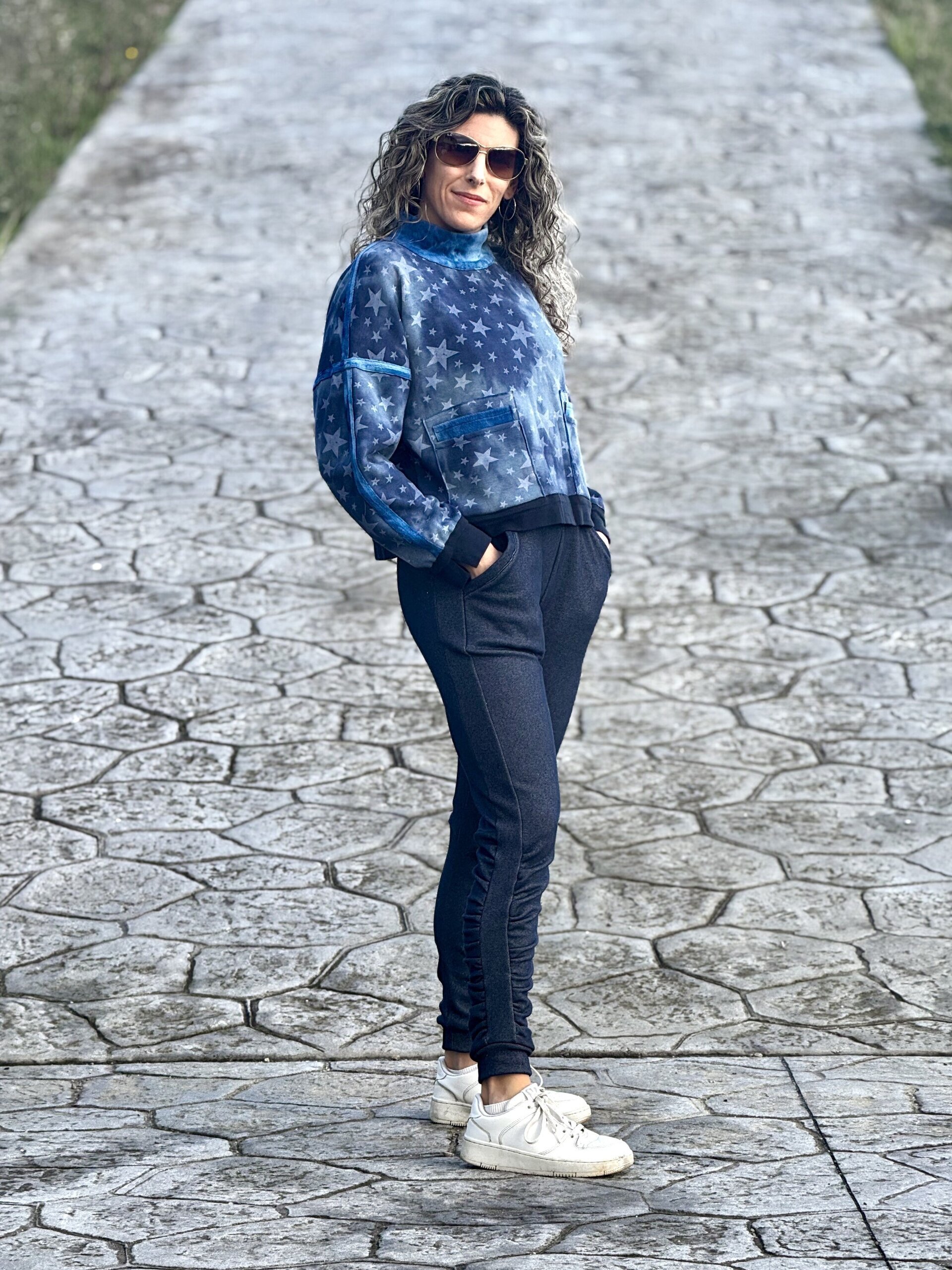 Pantalón Jogger frunce Mujer - azul denim - 5