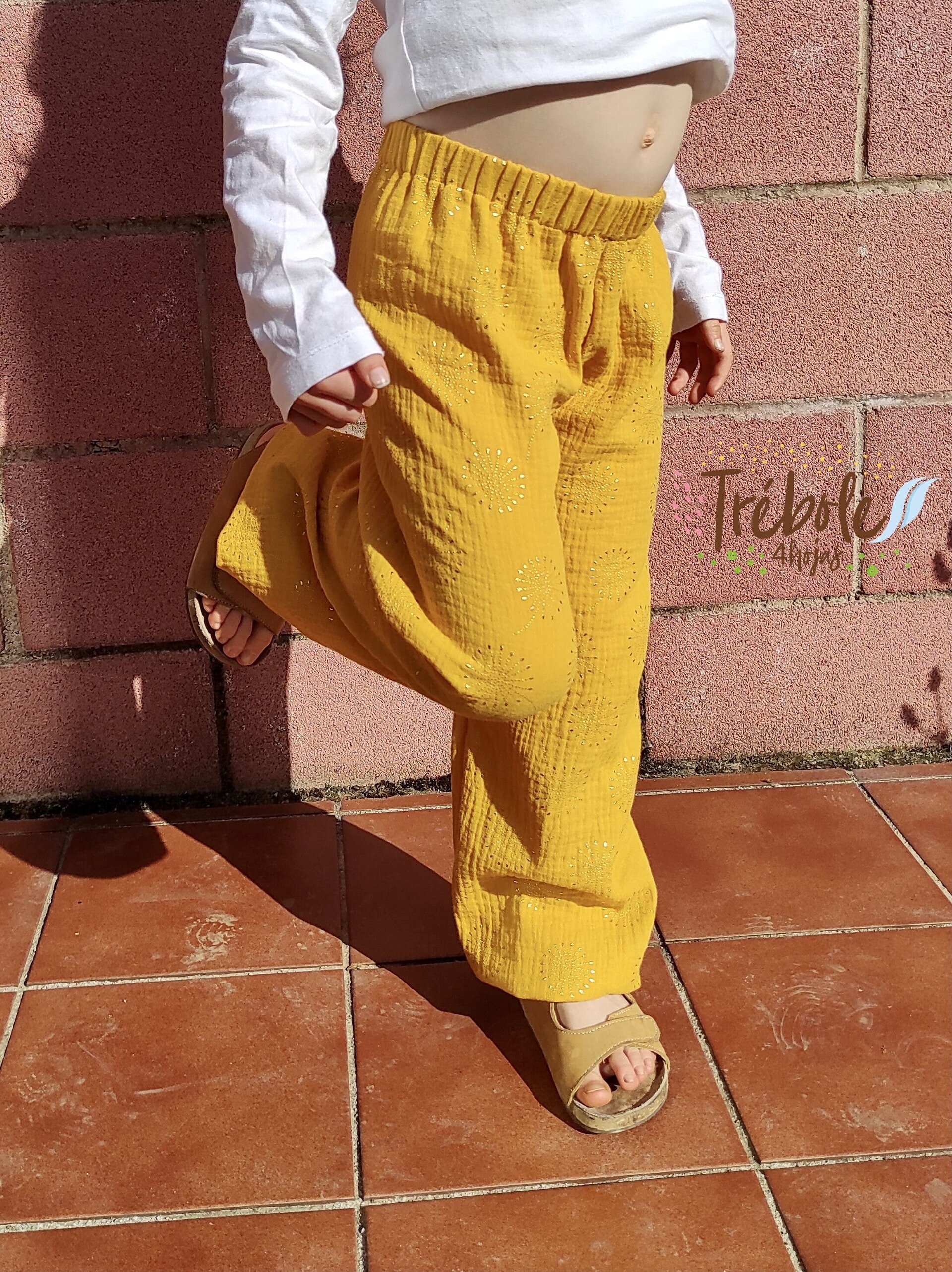 Pantalón Bombacho infantil - doble gasa Brilli Brilli - Dandelion Mostaza - 4