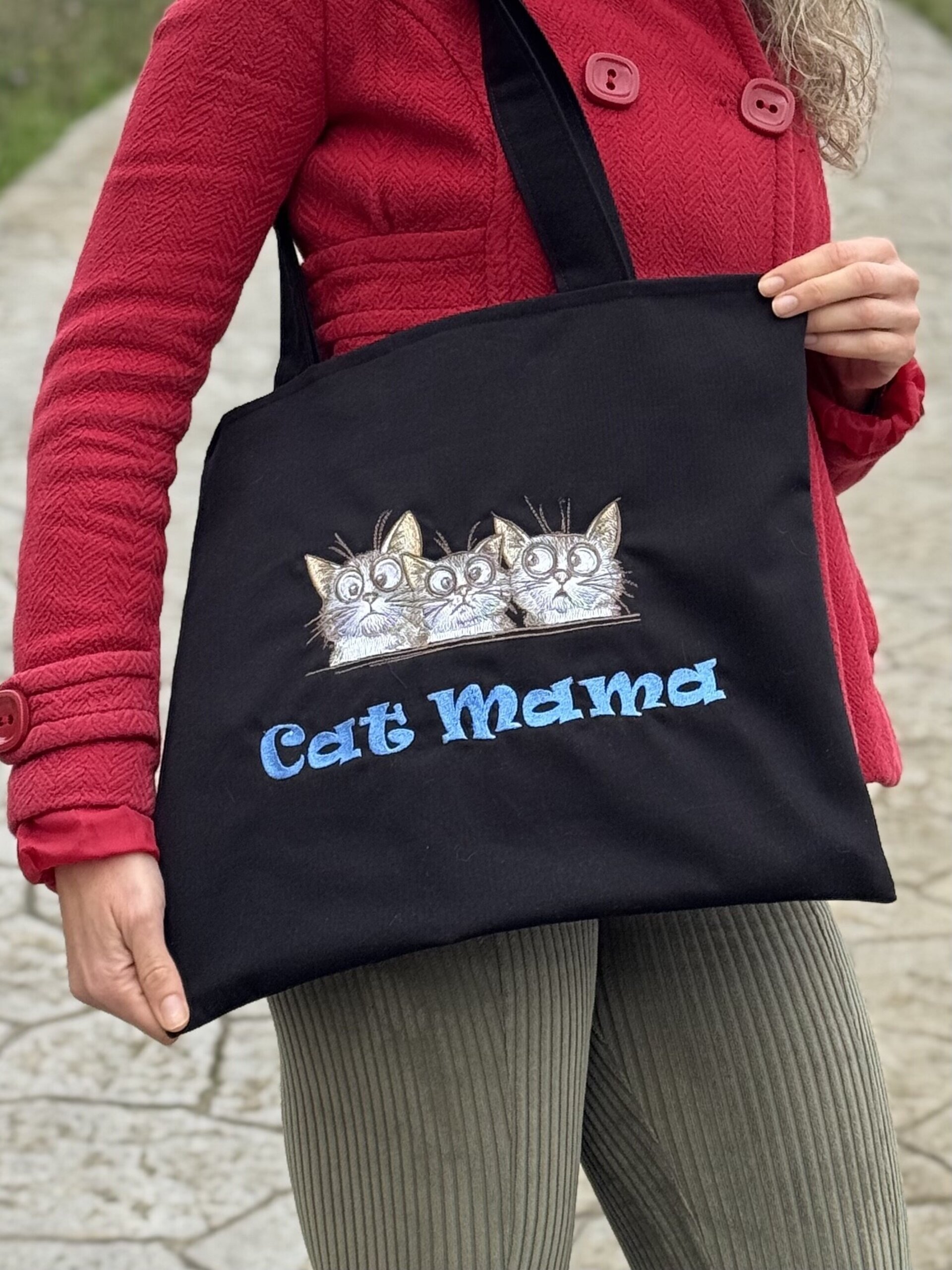 Tote Bag con bordado - 3 gatos Cat Mama - 2