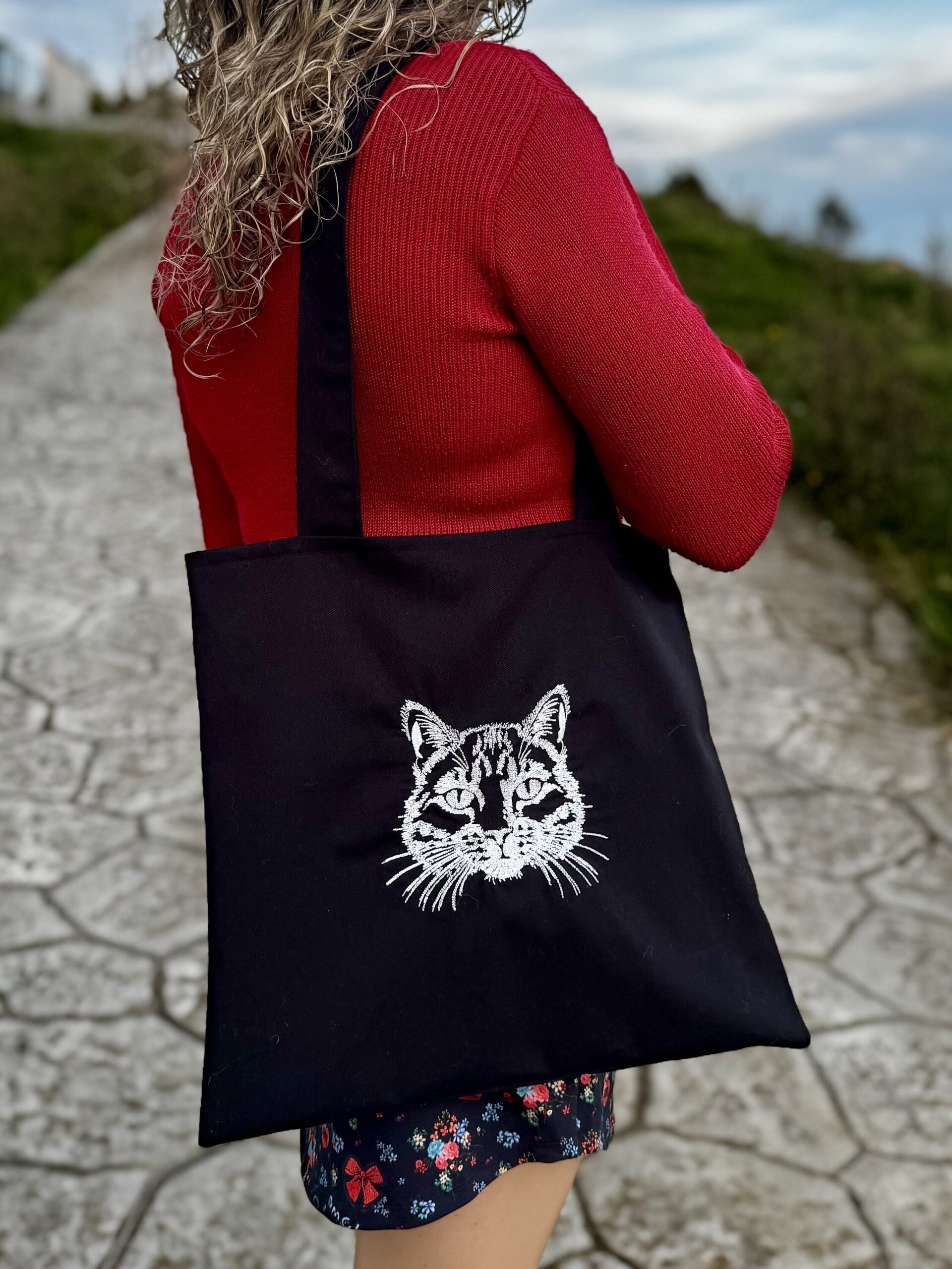 Tote Bag con bordado - Cara Gato - 4