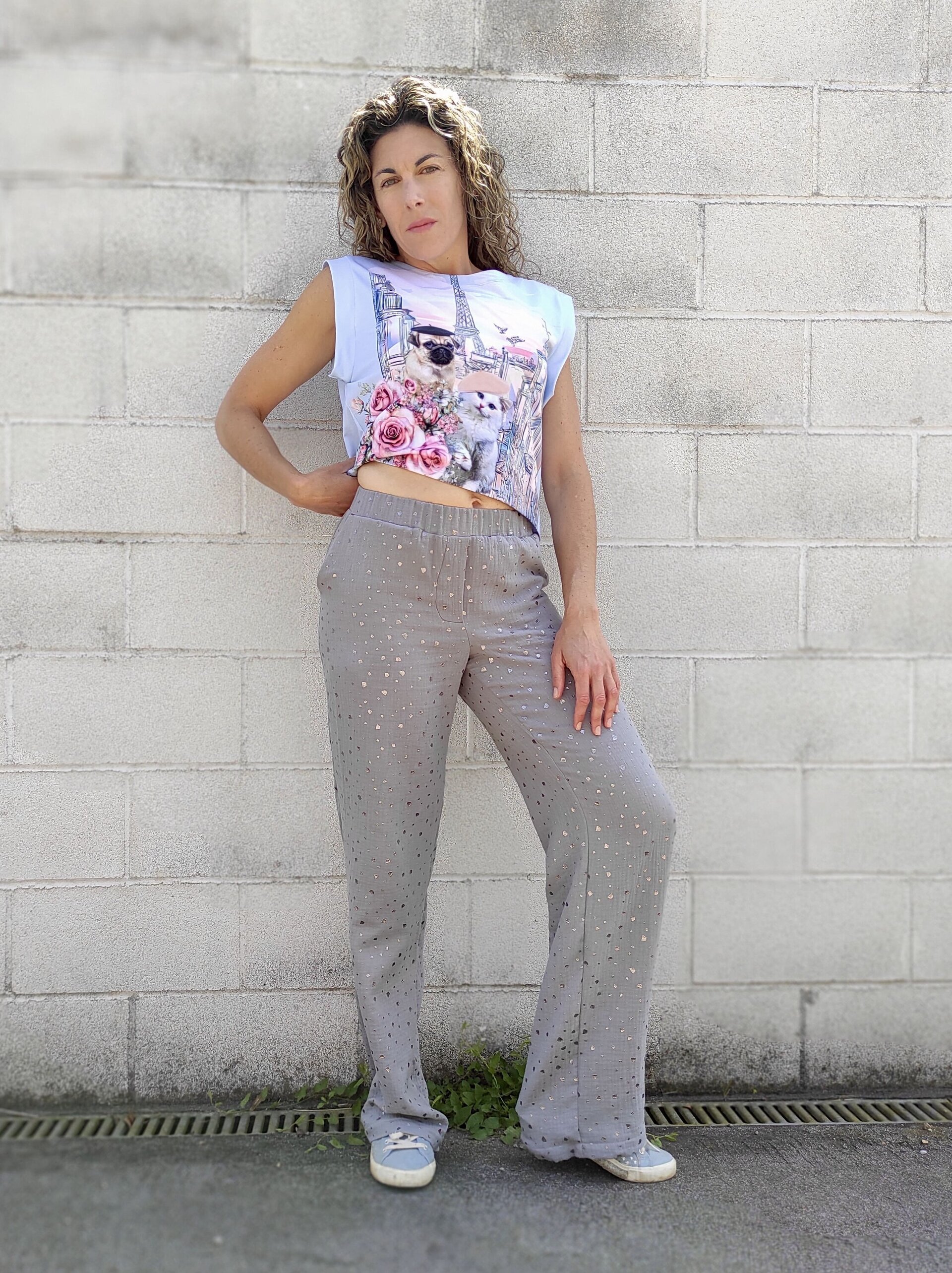 Pantalón Mujer doble gasa - Brilli Brilli - Gris - 2