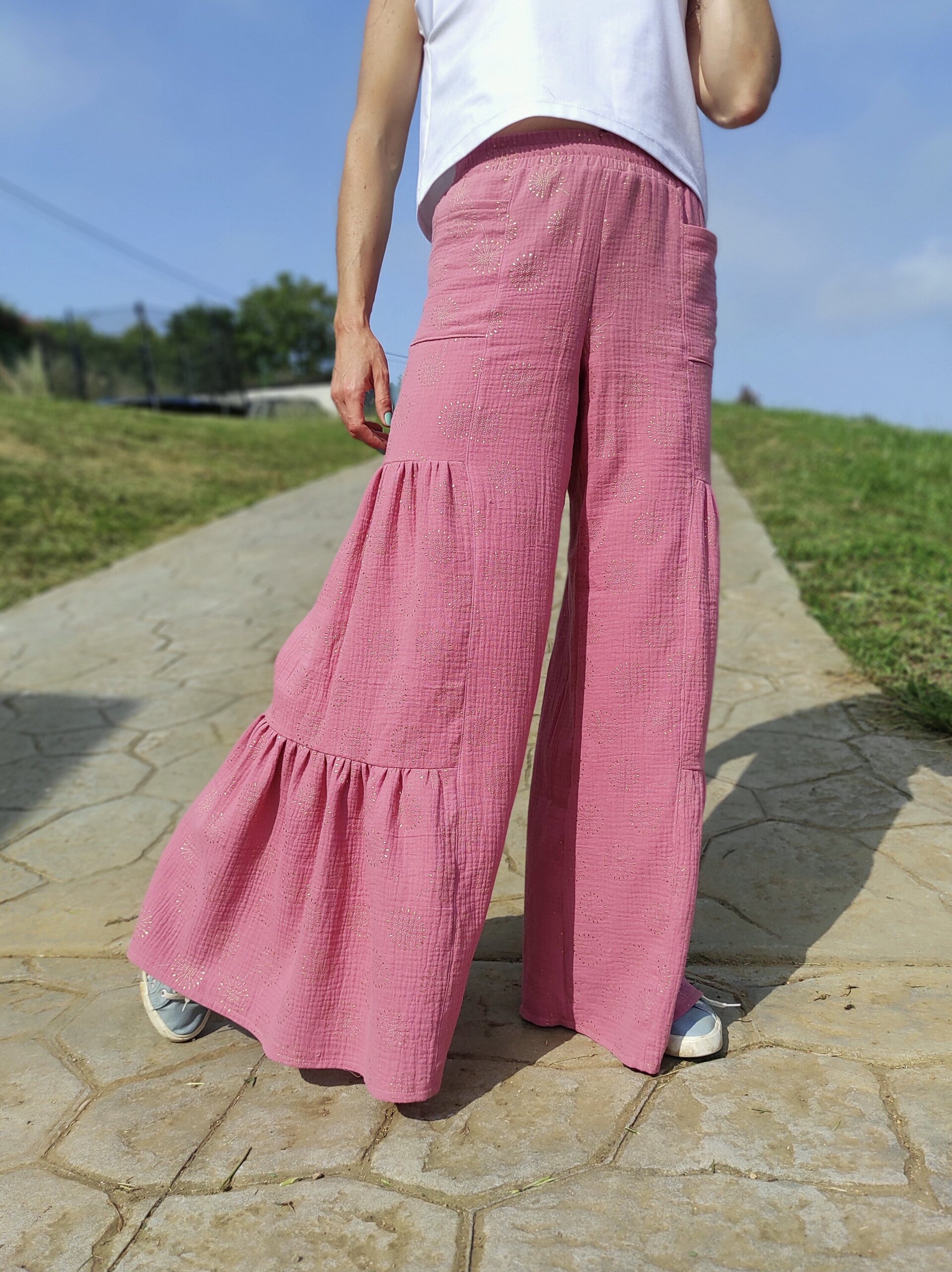 Pantalón Tiered Wide Leg Mujer doble gasa - Brilli Brilli - 3