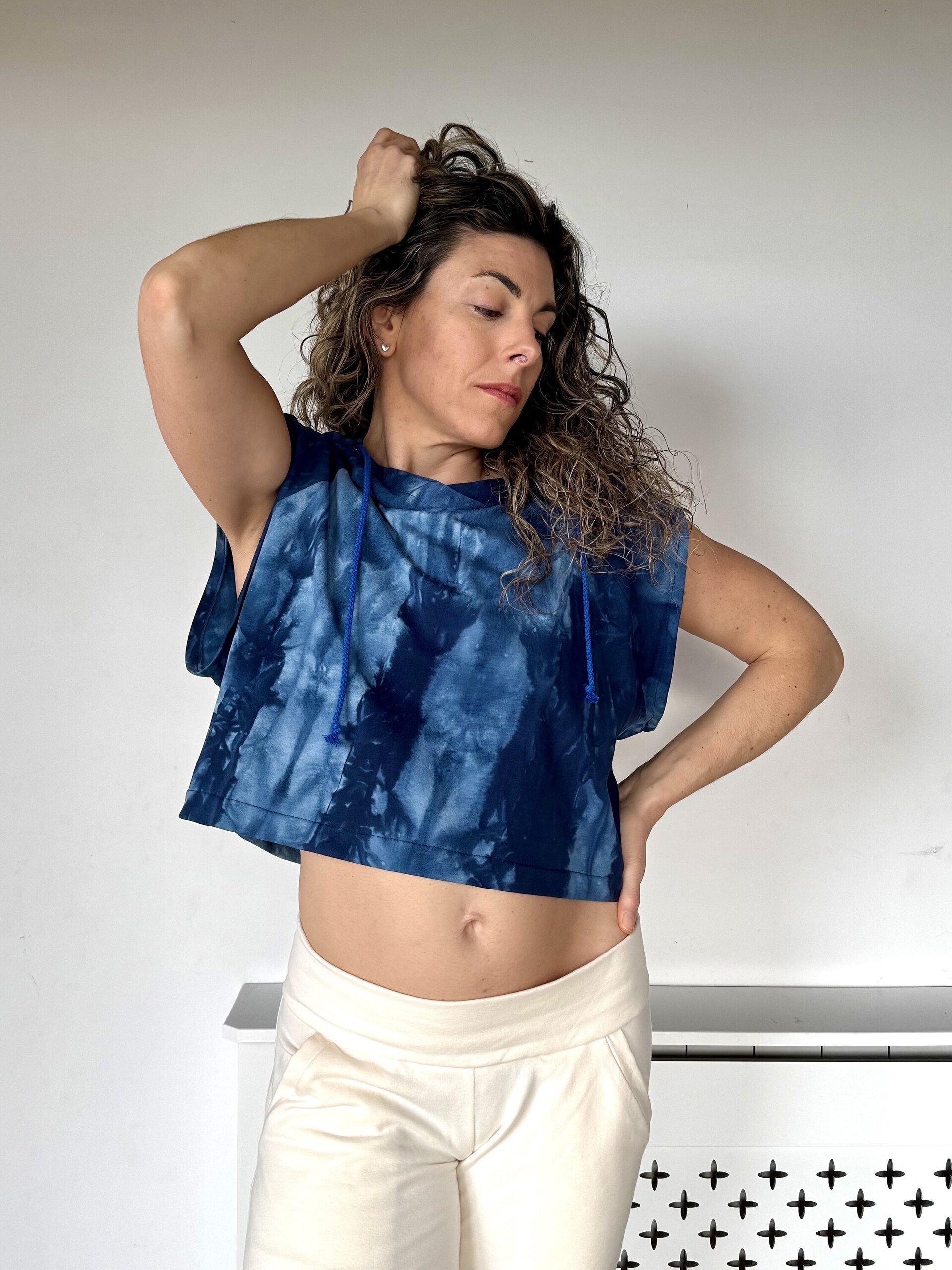 Top crop espalda abierta - Tie-Dye azul - 8
