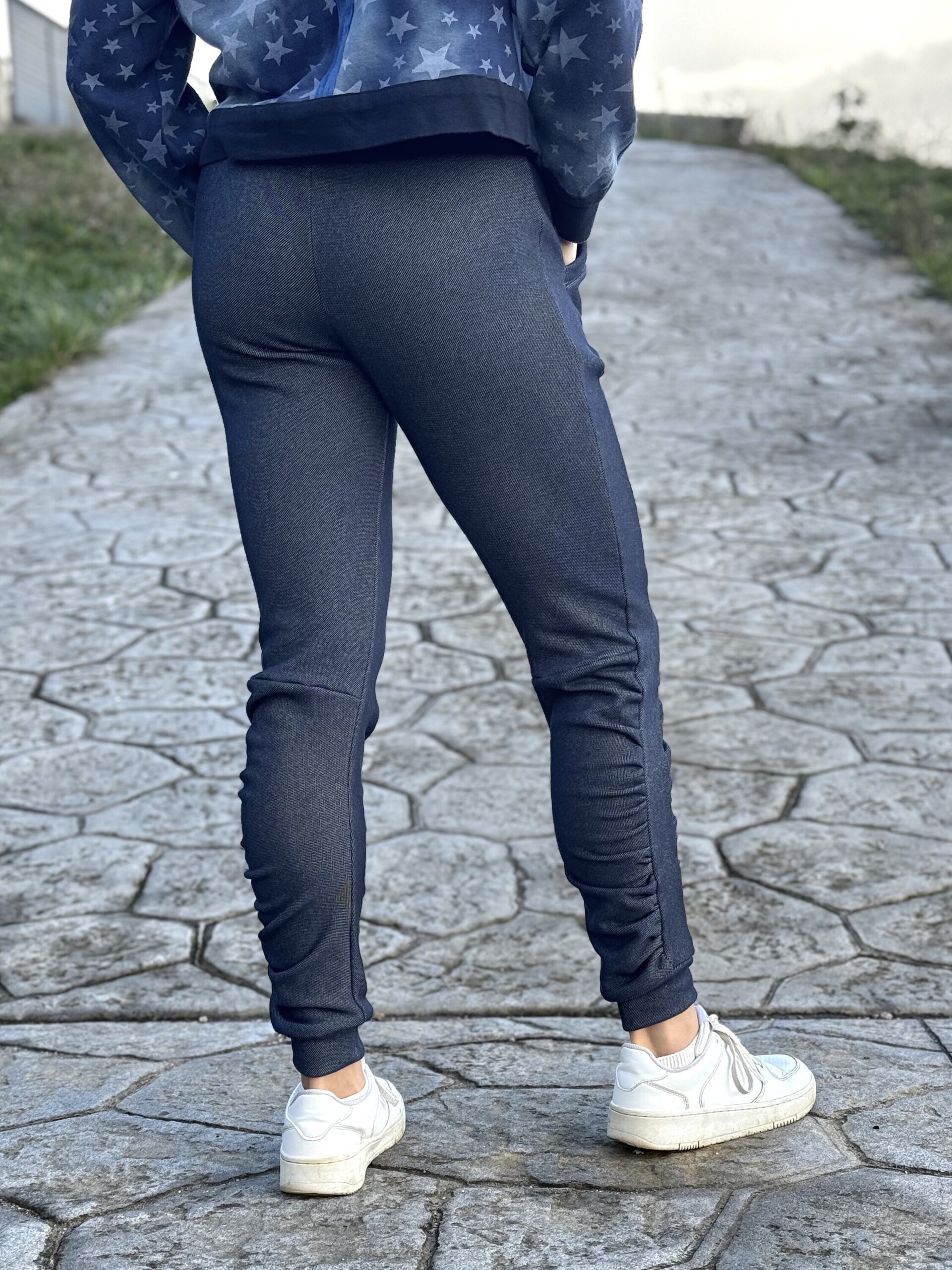 Pantalón Jogger frunce Mujer - azul denim - 4