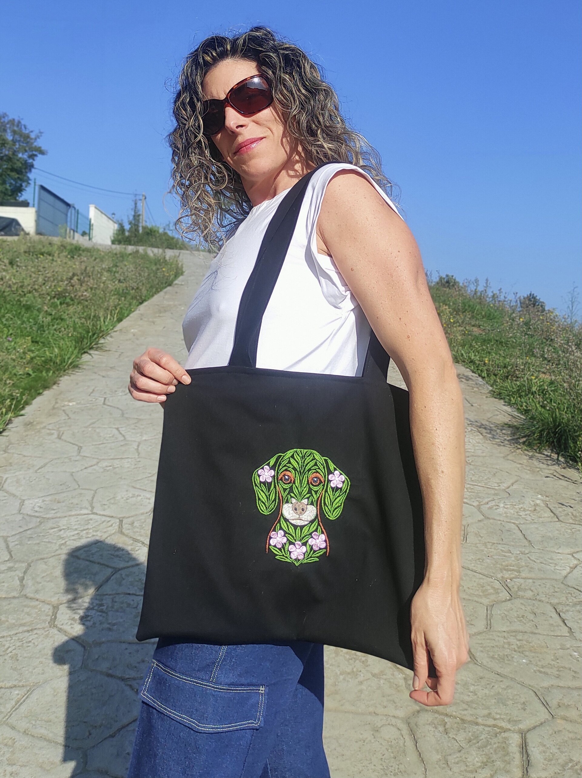 Tote Bag con bordado floral de perro Beagle - 3