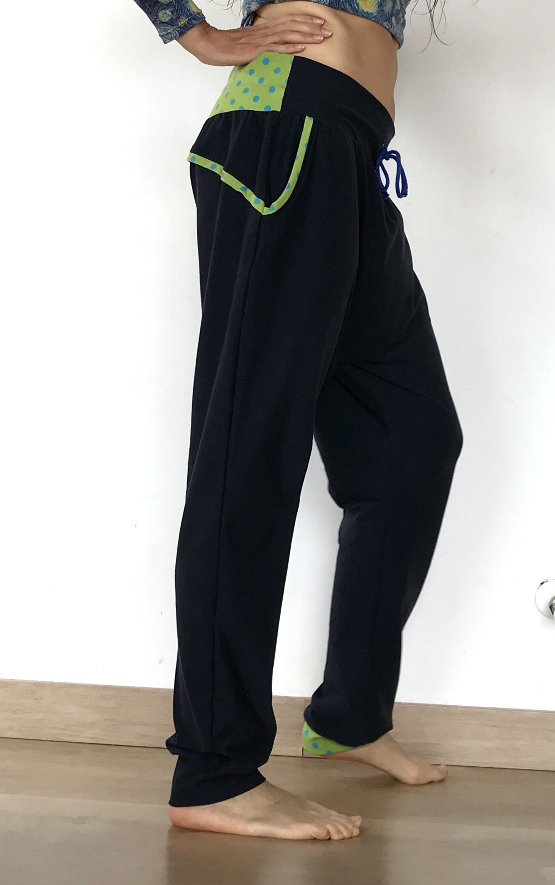 Pantalón Sarouel mujer - Canesú - Navy / Verde Dots - 3