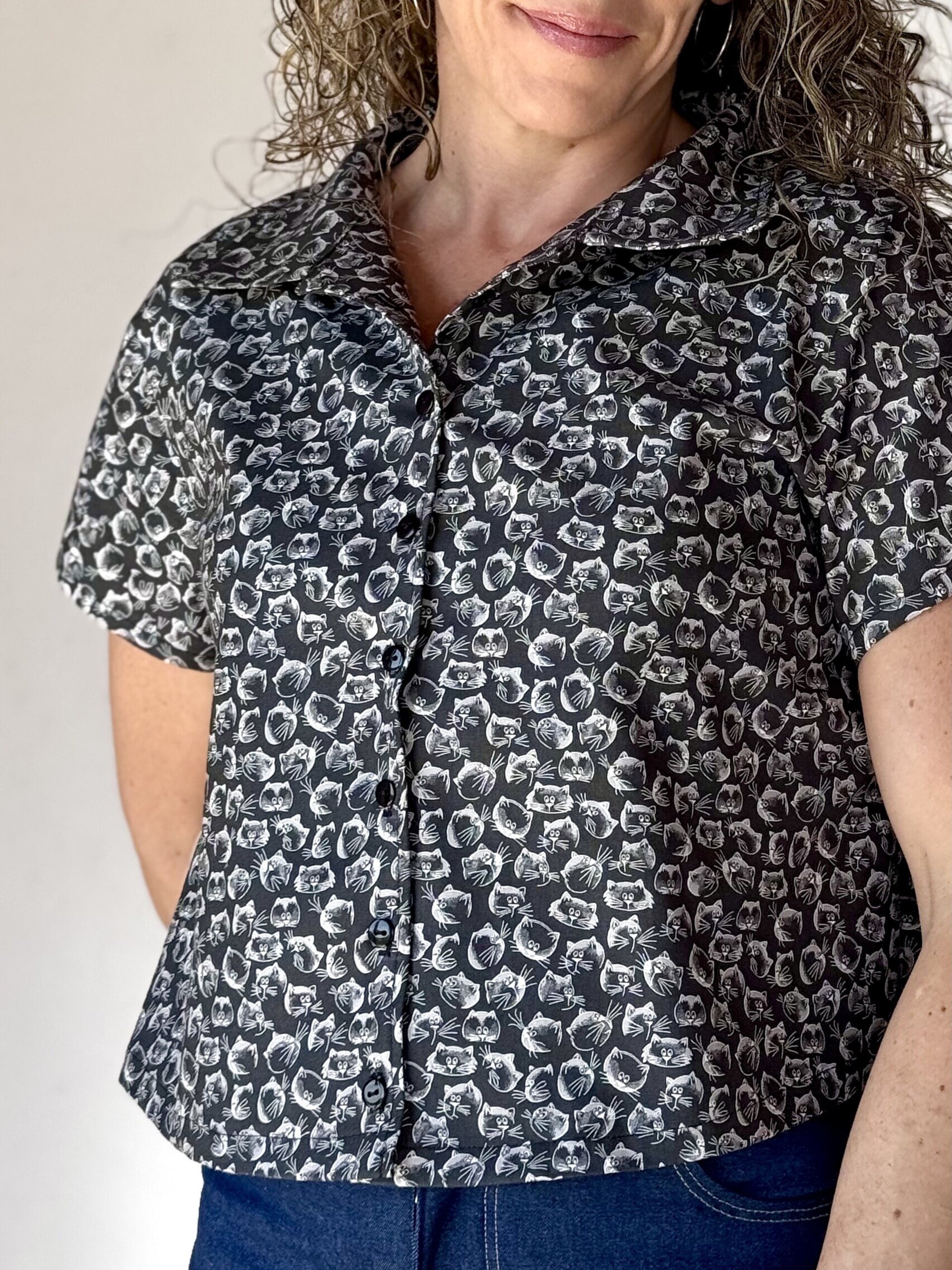 Blusa Dolman - Caras Gatos Negro - 9