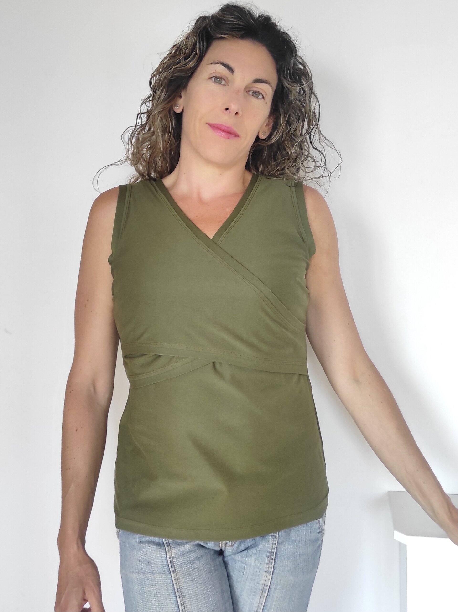 Camiseta de Lactancia - Escote cruzado - Verde - 6