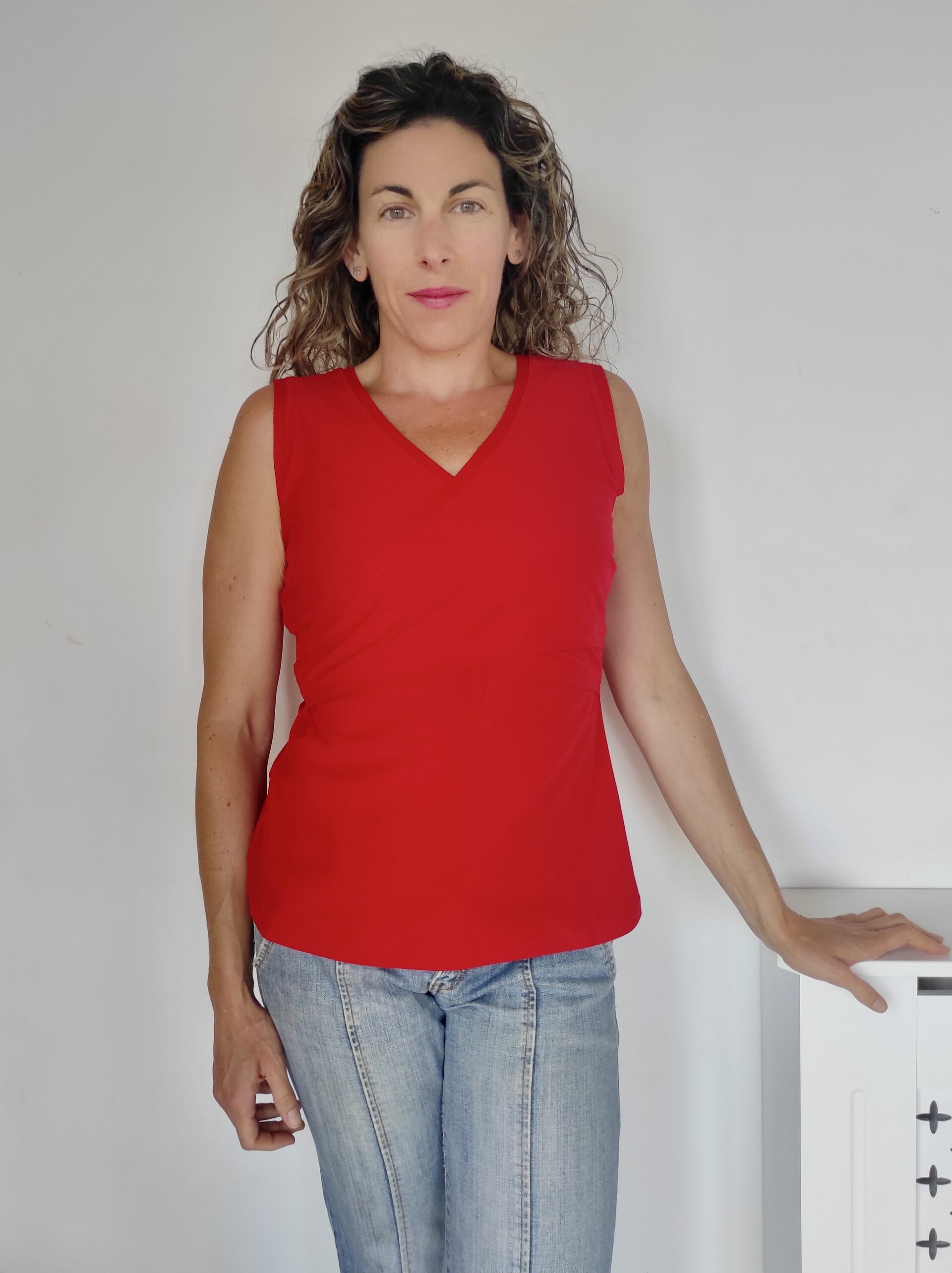 Camiseta de Lactancia - Escote cruzado - Rojo - 3