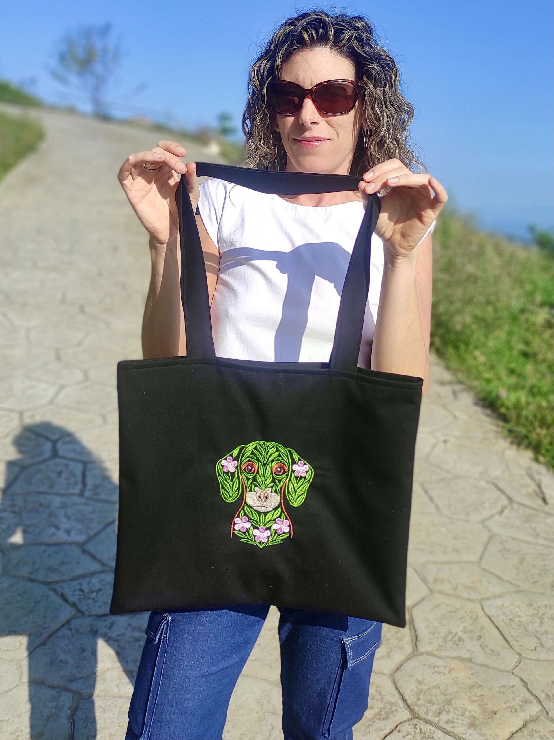 Tote Bag con bordado floral de perro Beagle - 2