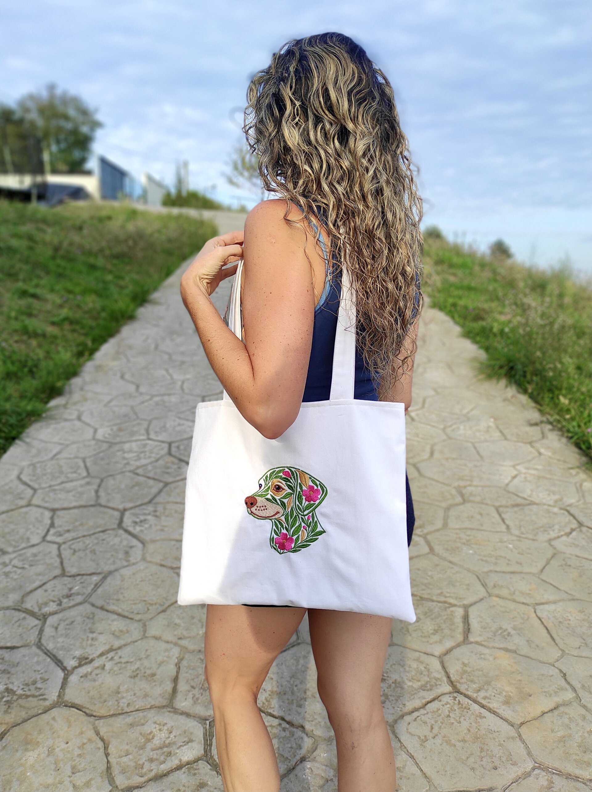 Tote Bag con bordado floral de perro labrador - 6