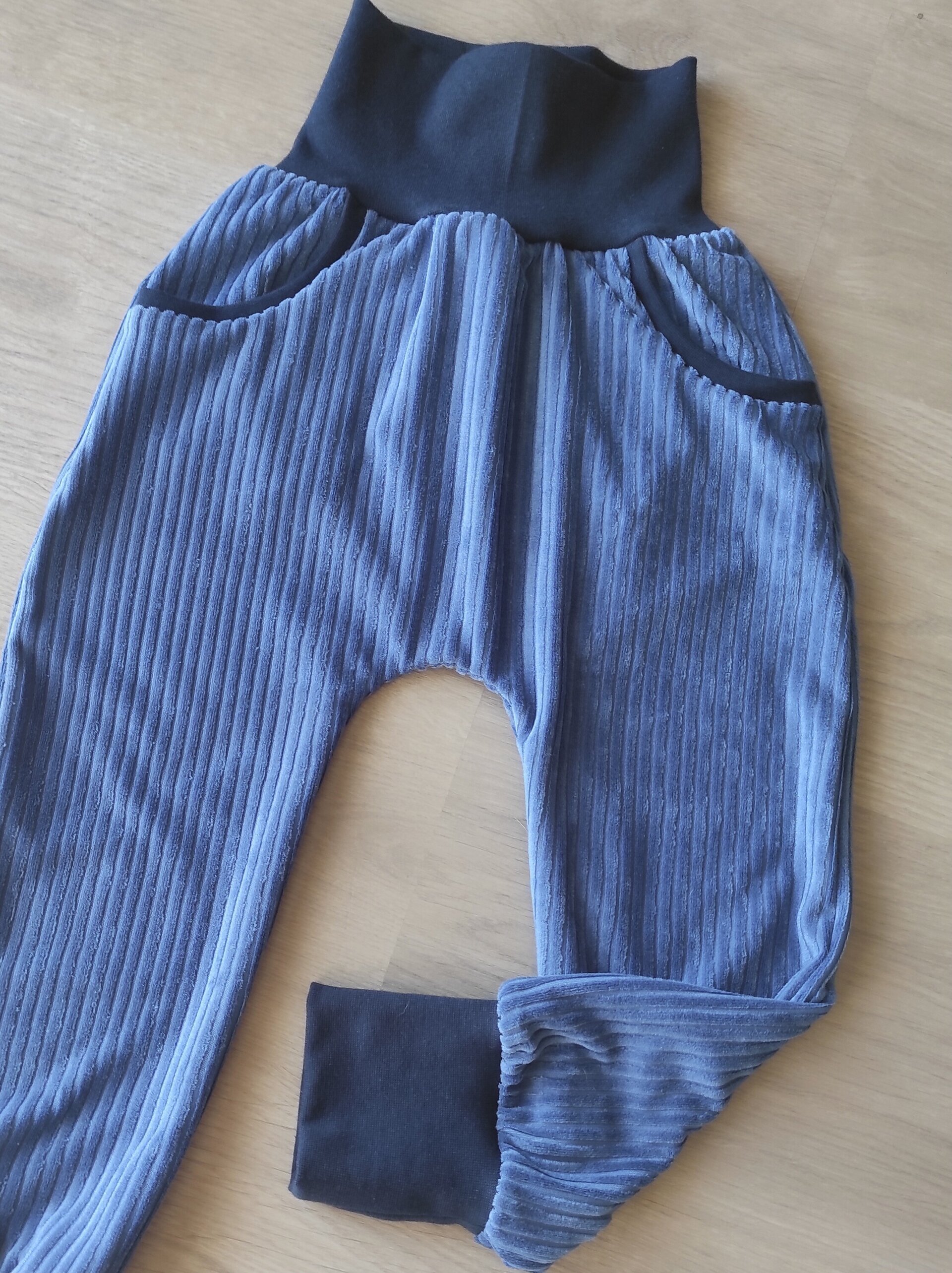 Pantalón Evolutivo Bolsillos - punto pana - azul - 1