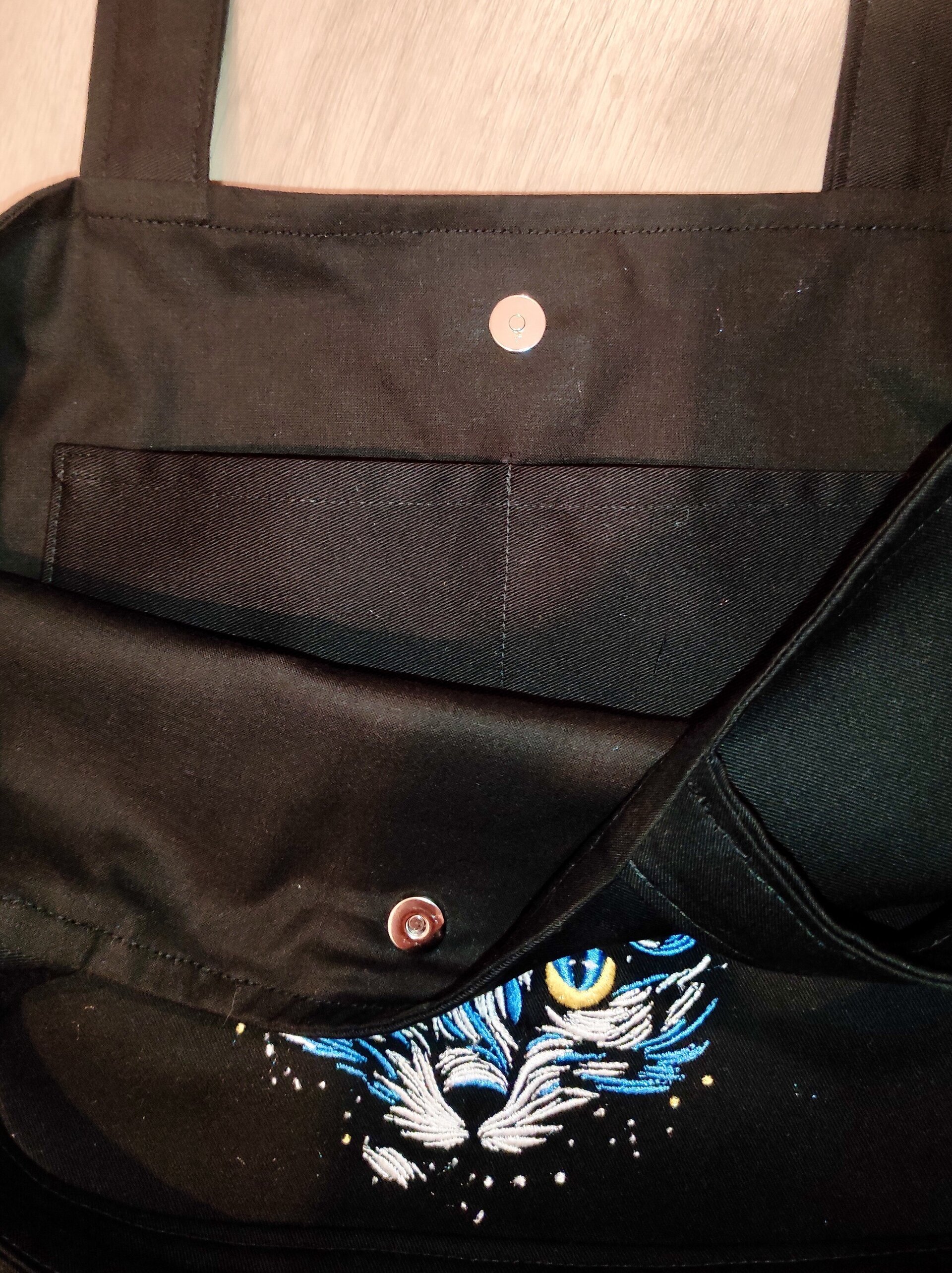 Tote Bag con bordado de cara de gato - noche estrellada - 8