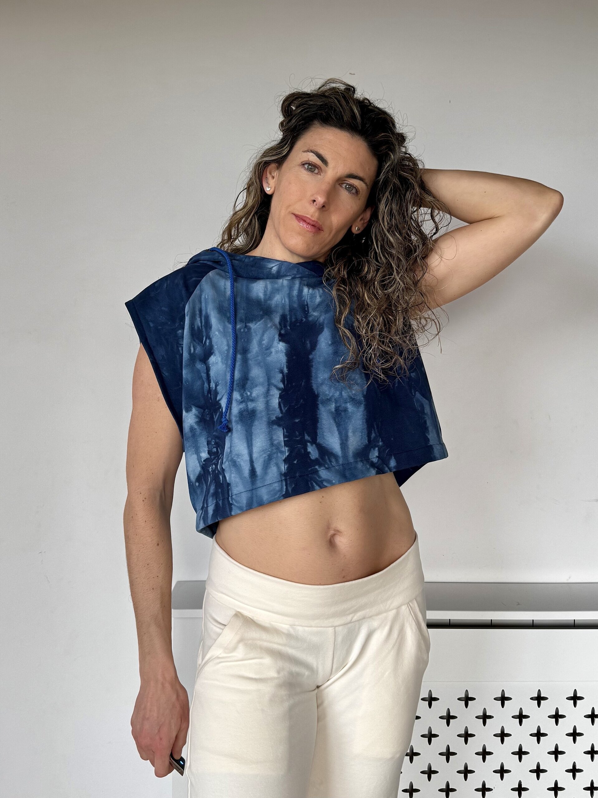 Top crop espalda abierta - Tie-Dye azul - 6