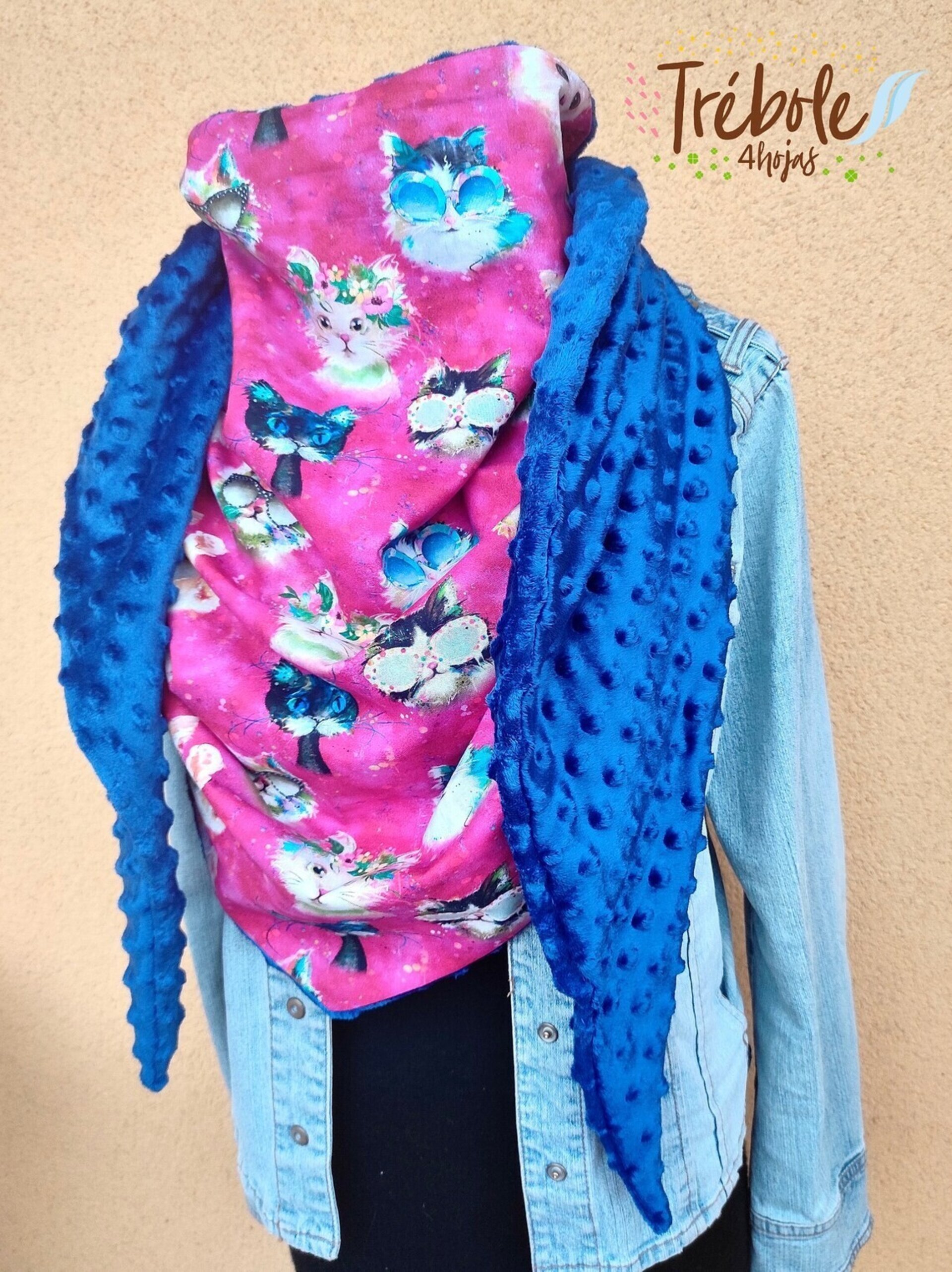 Maxi Bufanda triangular - Gatos - 2