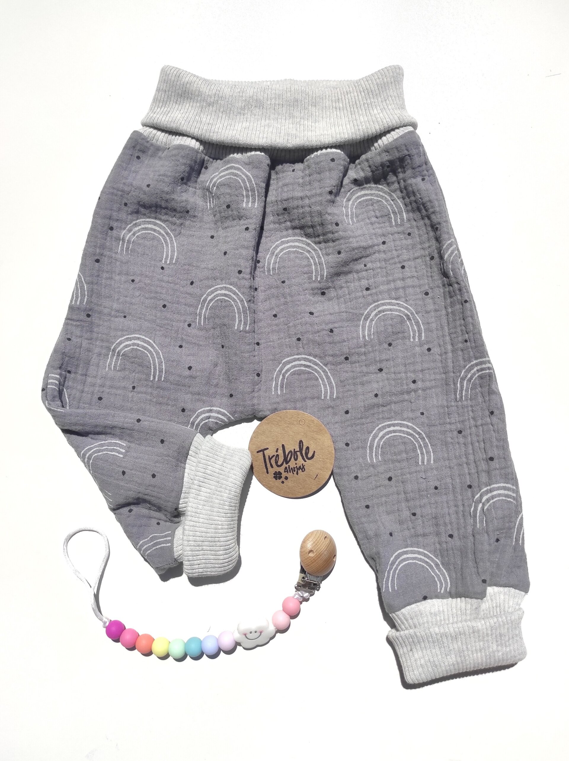 Pantalón Evolutivo - Doble gasa - Arcoiris Gris - 3