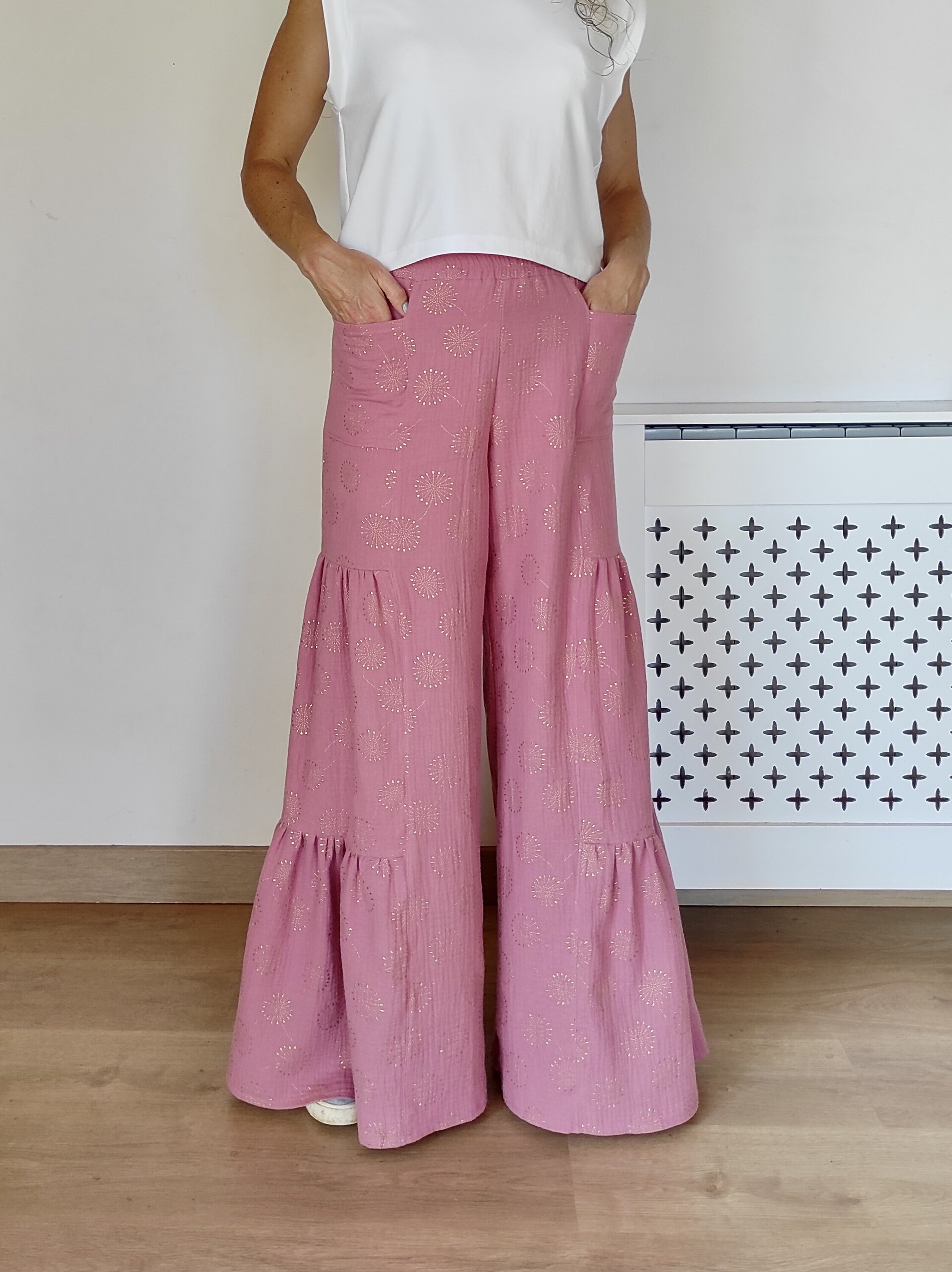 Pantalón Tiered Wide Leg Mujer doble gasa - Brilli Brilli - 7
