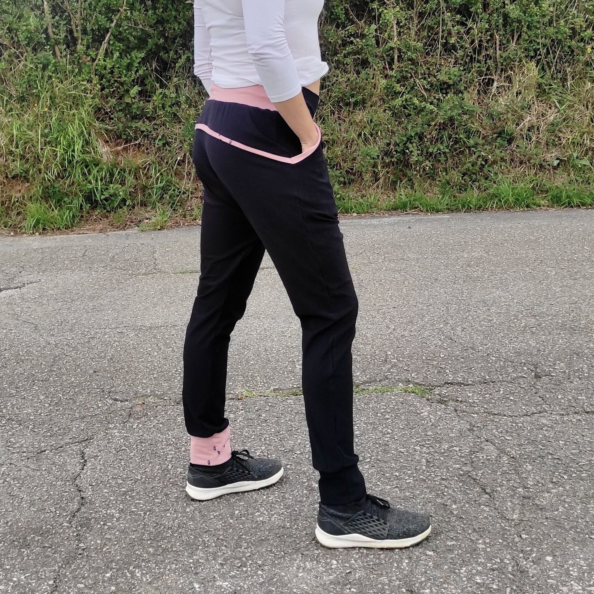 Pantalón Sarouel mujer - Canesú - Negro / Rosa - 2