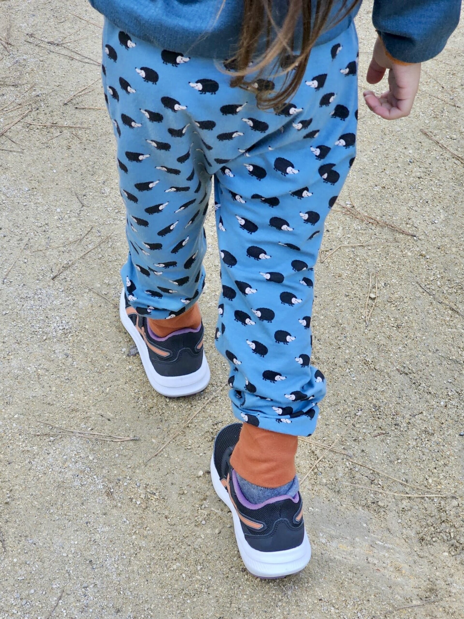 Pantalón sarouel infantil - Erizos azul/teja - 4