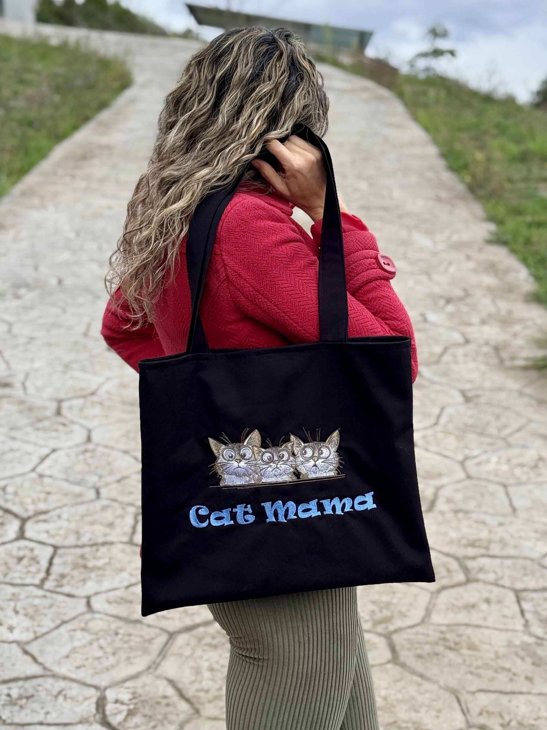 Tote Bag con bordado - 3 gatos Cat Mama - 4