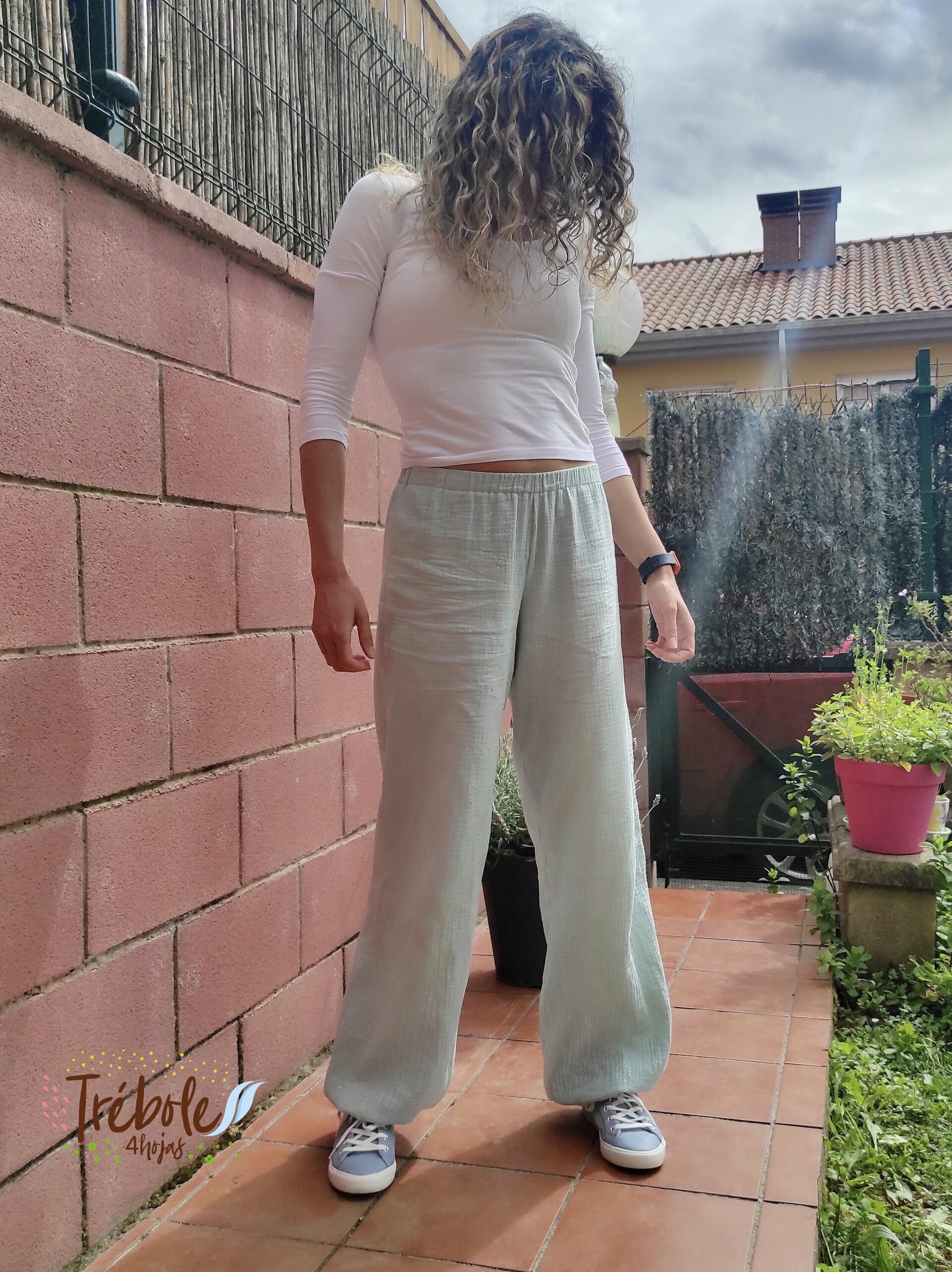 Pantalón Bombacho mujer - doble gasa Brilli Brilli - Dandelion Mint - 5