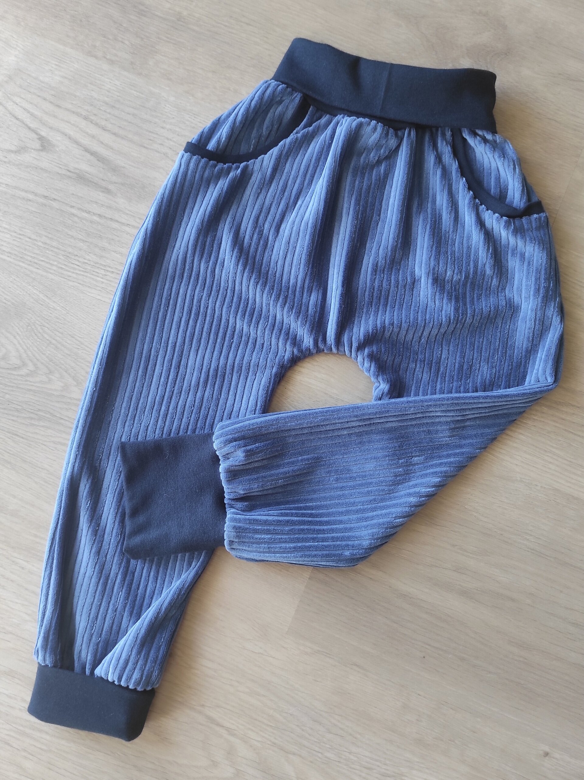 Pantalón Evolutivo Bolsillos - punto pana - azul - 3