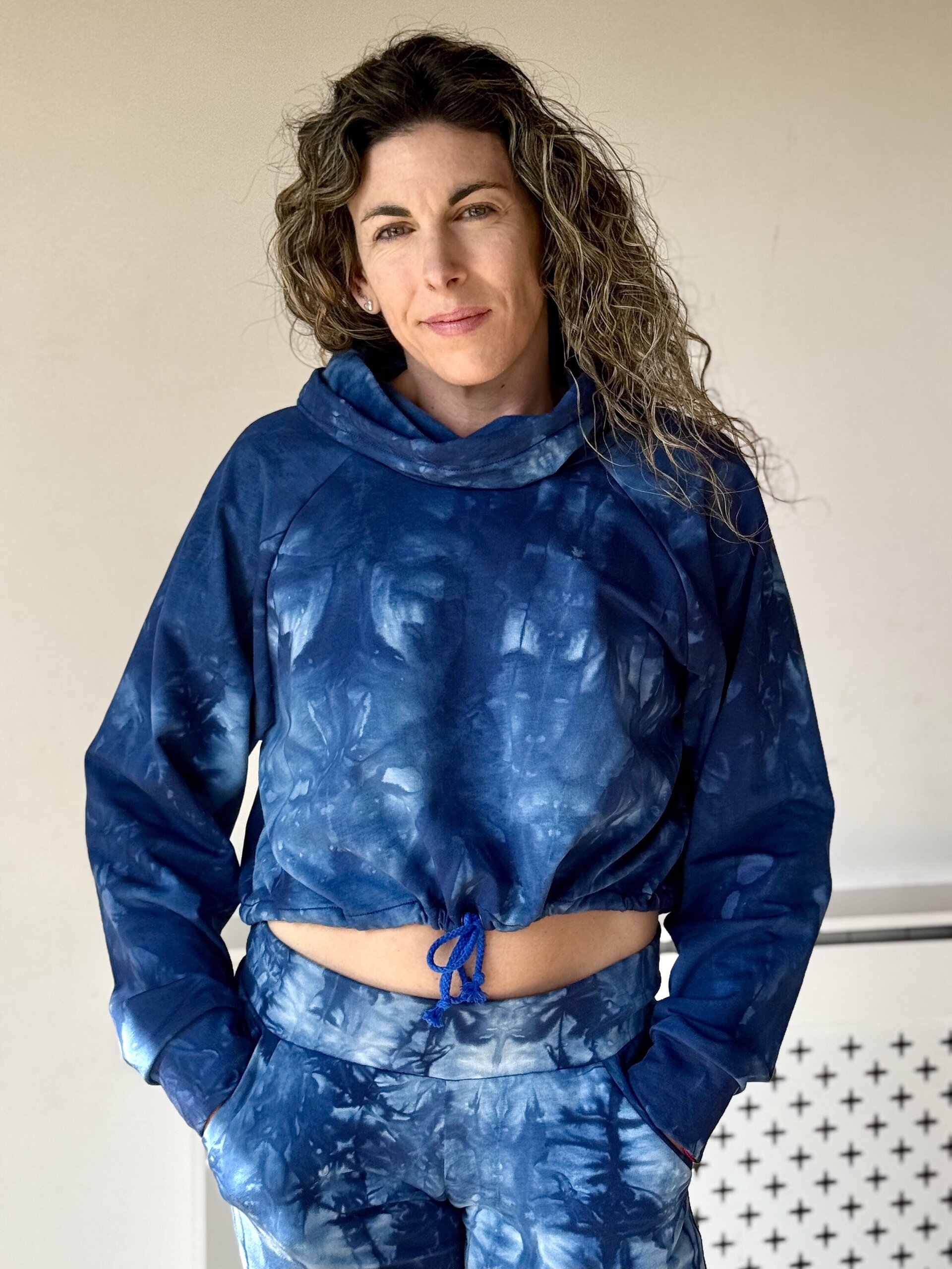 Sudadera crop espalda transparente - Tie-Dye azul - 6