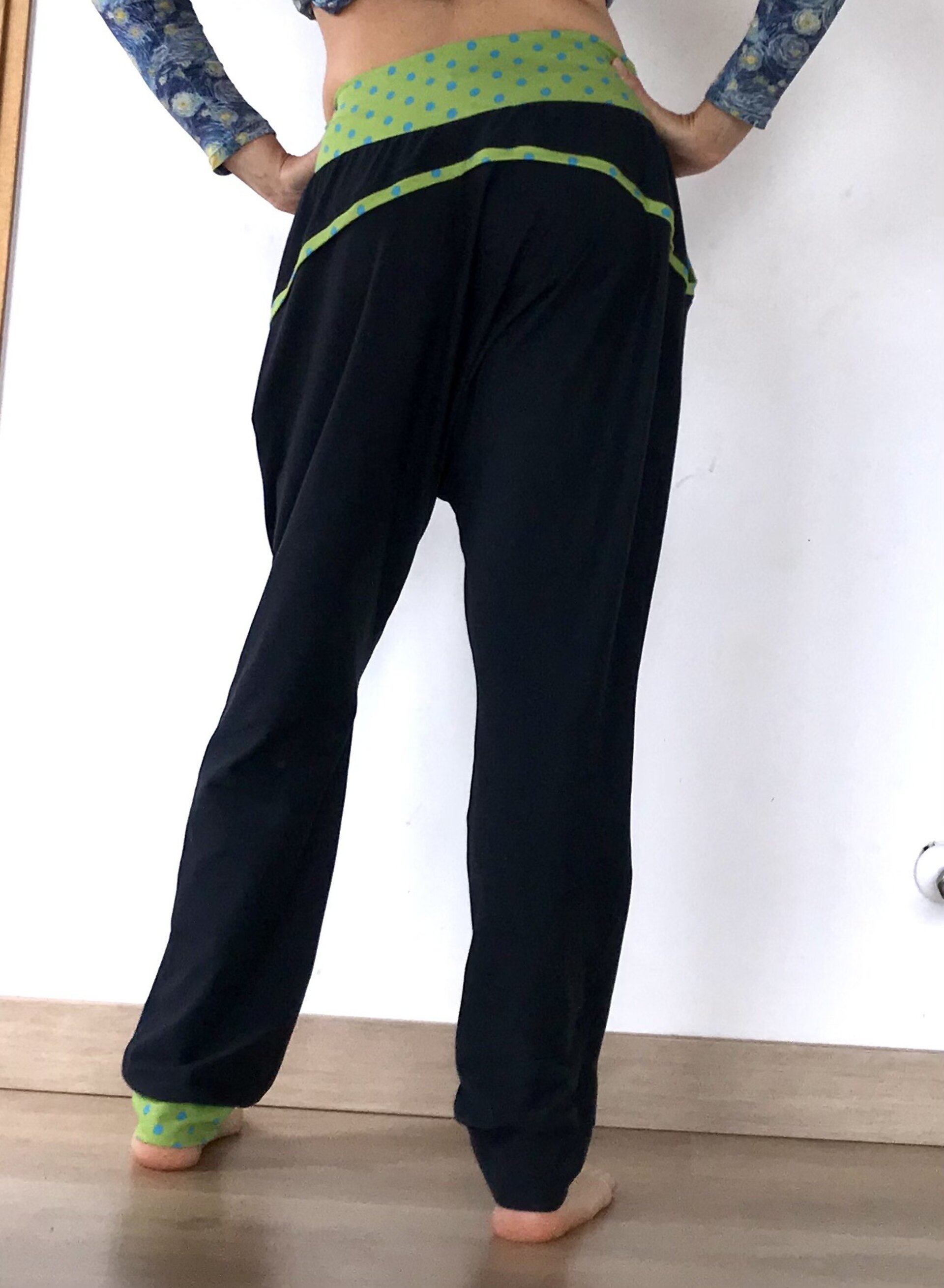 Pantalón Sarouel mujer - Canesú - Navy / Verde Dots - 6