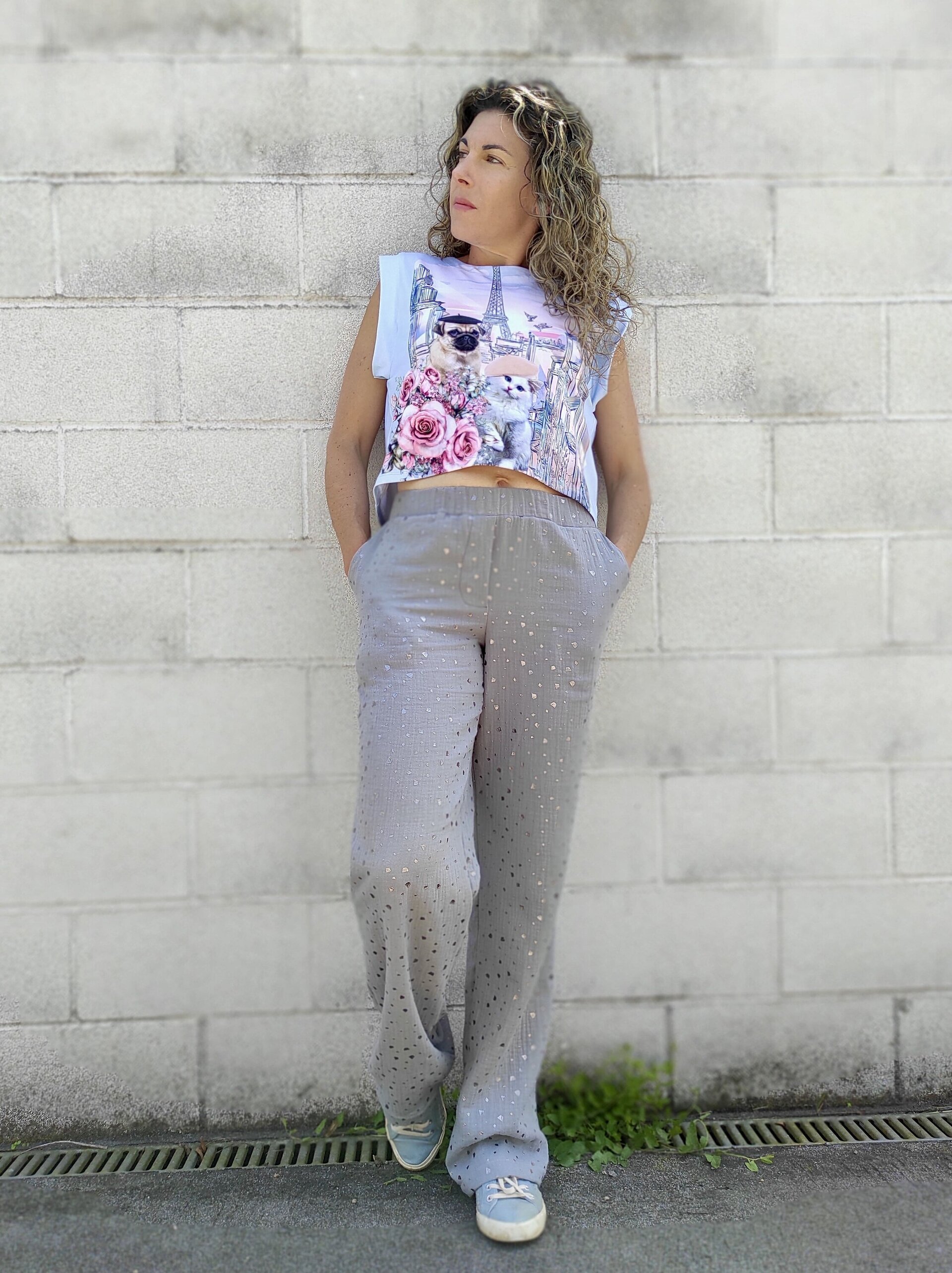 Pantalón Mujer doble gasa - Brilli Brilli - Gris - 4