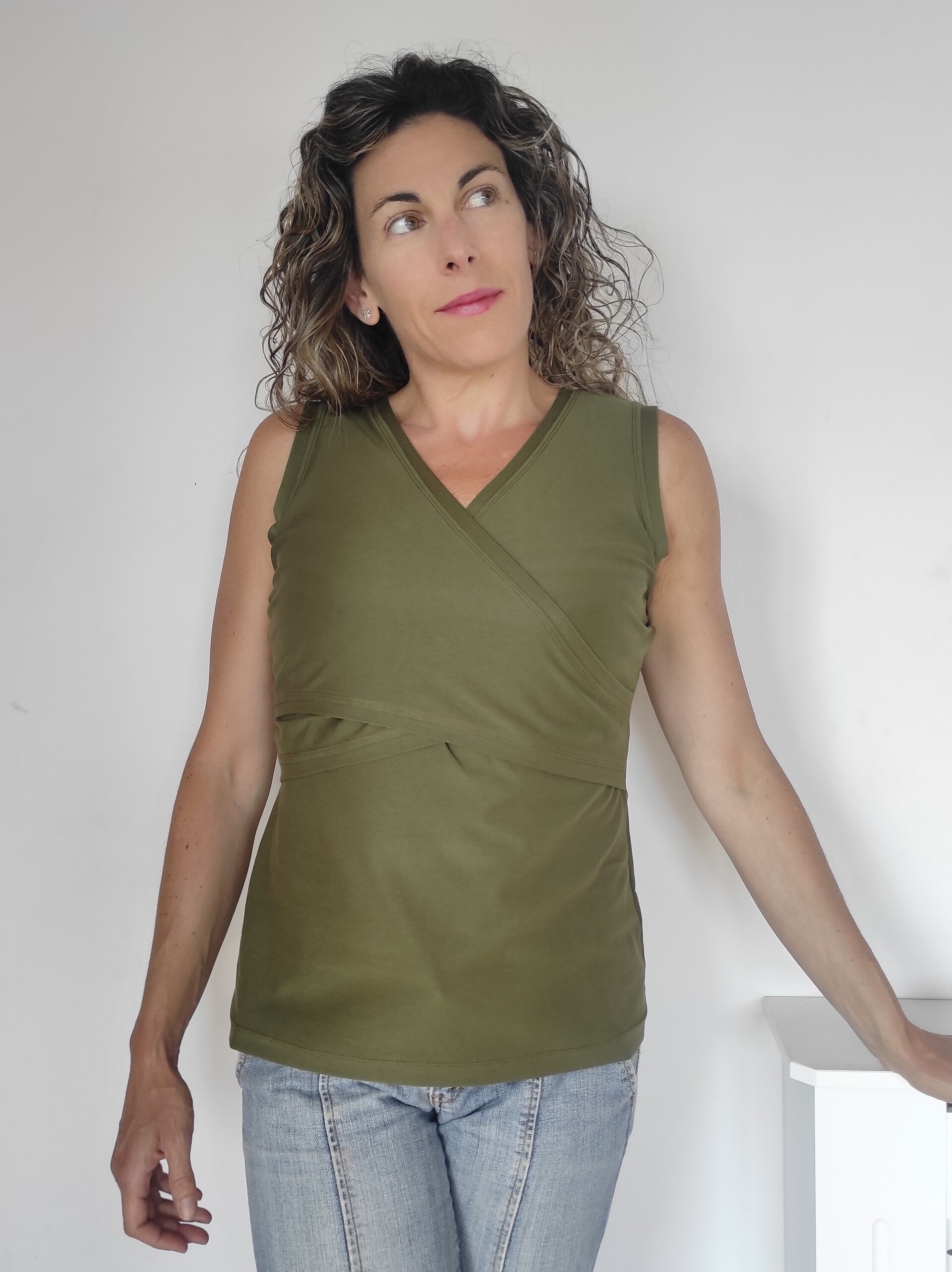 Camiseta de Lactancia - Escote cruzado - Verde - 3