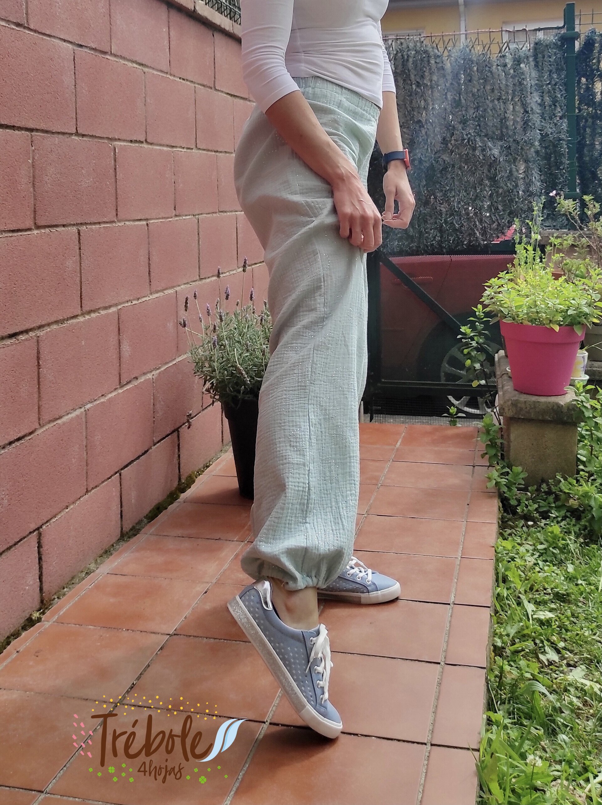 Pantalón Bombacho mujer - doble gasa Brilli Brilli - Dandelion Mint - 4